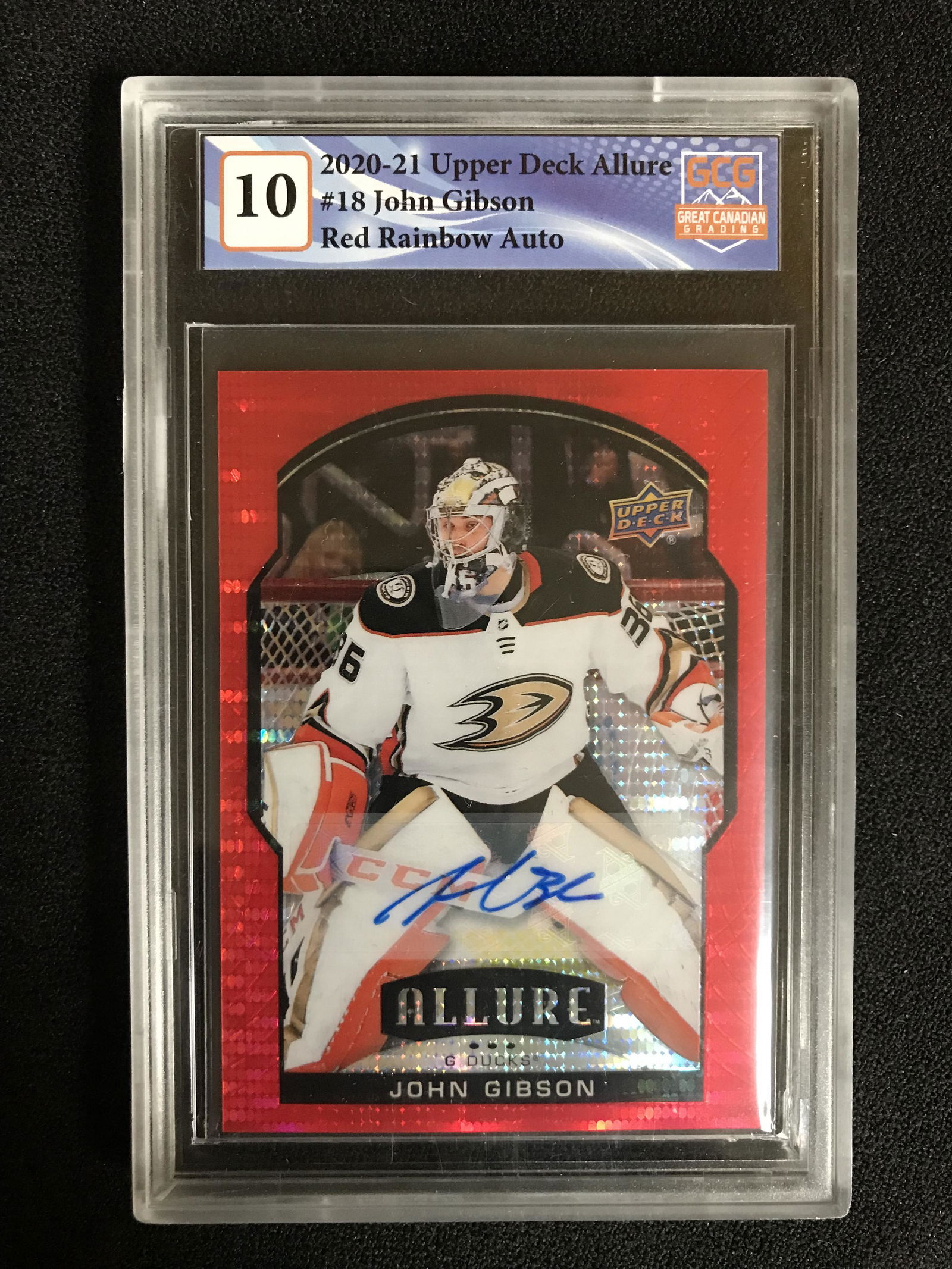 2020-21 UPPER DECK ALLURE NO.18 JOHN GIBSON RED RAINBOW AUTO (GCG 10) (1 of 1)
