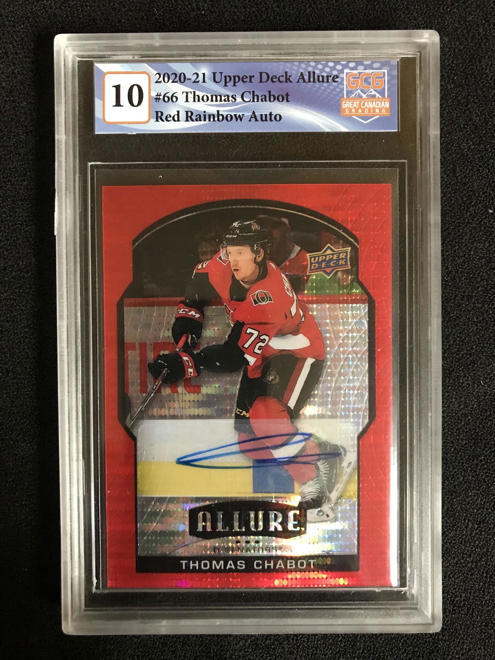 2020-21 UPPER DECK ALLURE NO.66 THOMAS CHABOT RED RAINBOW AUTO (GCG 10) (1 of 1)