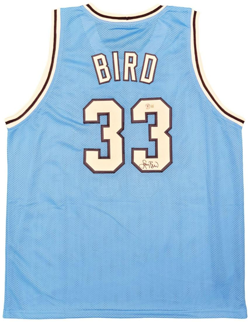 Boston Celtics Larry Bird Autographed Baby Blue Jersey (Beckett) (1 of 3)