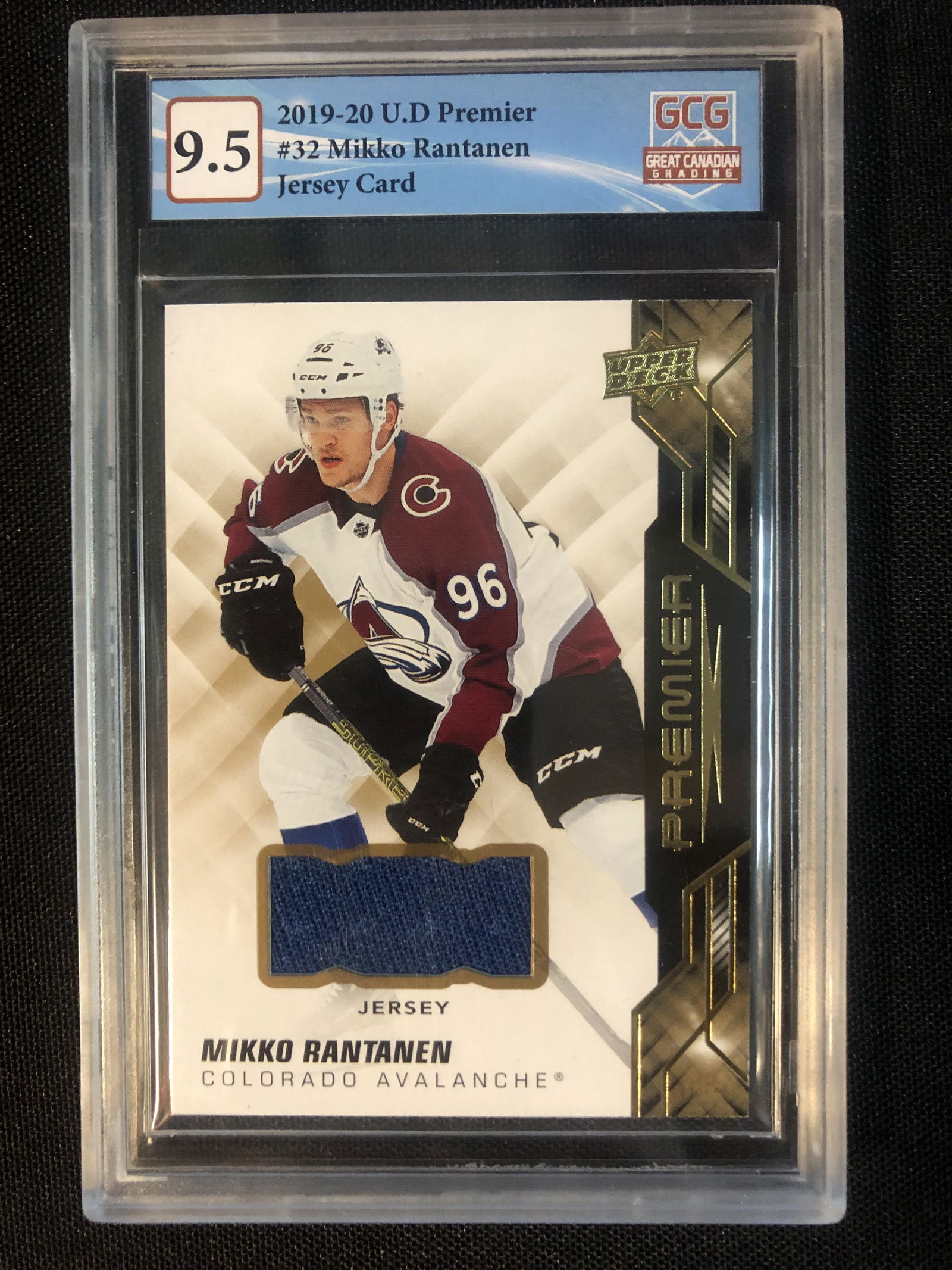 2019-20 UD PREMIER NO. 32 MIKKO RANTANEN JERSEY CARD (GCG 9.5) (1 of 2)