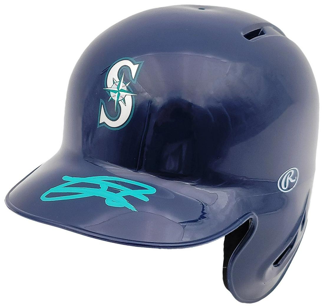 Julio Rodriguez Autographed Seattle Mariners Blue Mini Helmet (Beckett): Julio Rodriguez Autographed Seattle Mariners Blue Mini Helmet (Beckett)