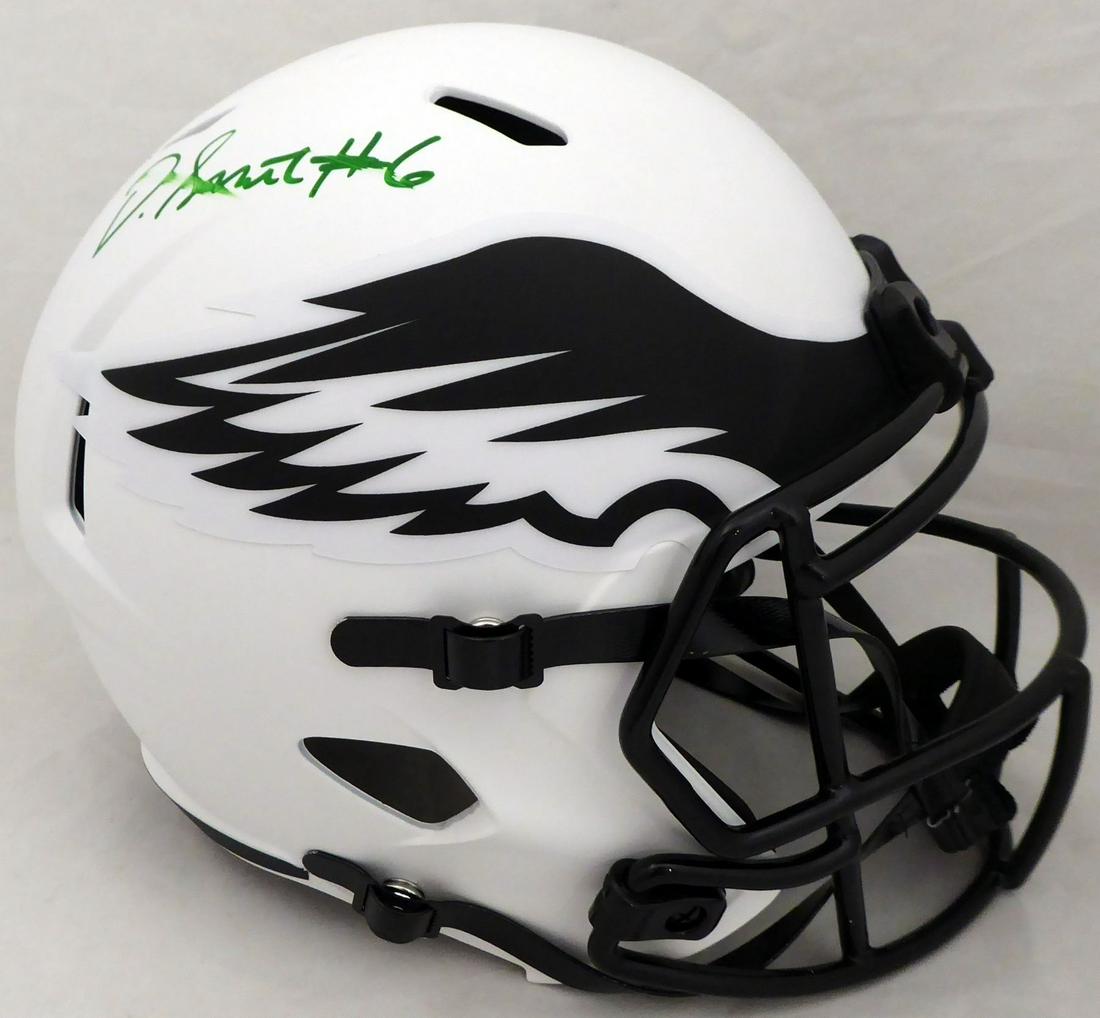 DeVonta Smith Autographed Philadelphia Eagles Lunar White Full Size Replica Helmet (Beckett) (1 of 3)