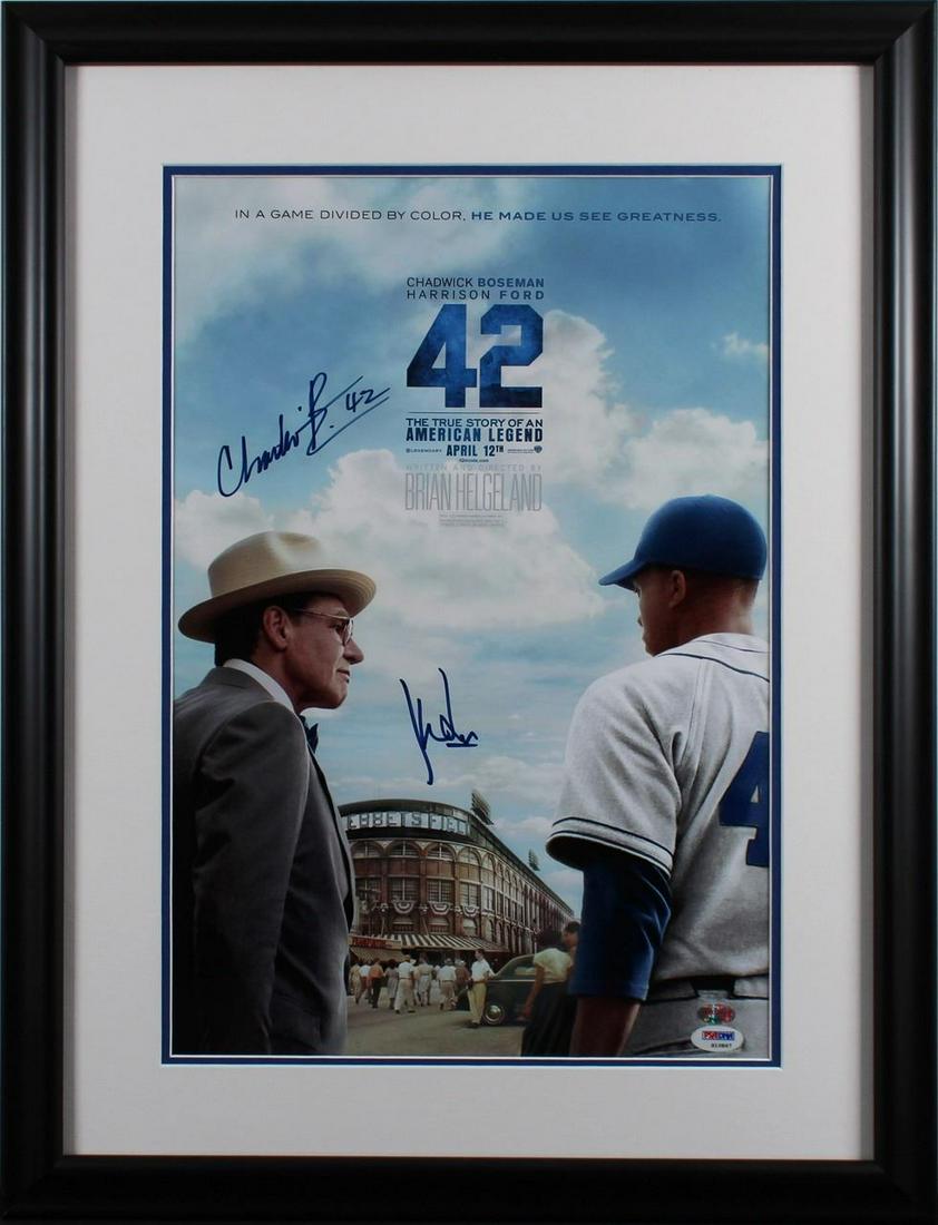 Harrison Ford & Chadwick Boseman 42 Signed Framed 12x18 Photo PSA/DNA (1 of 3)