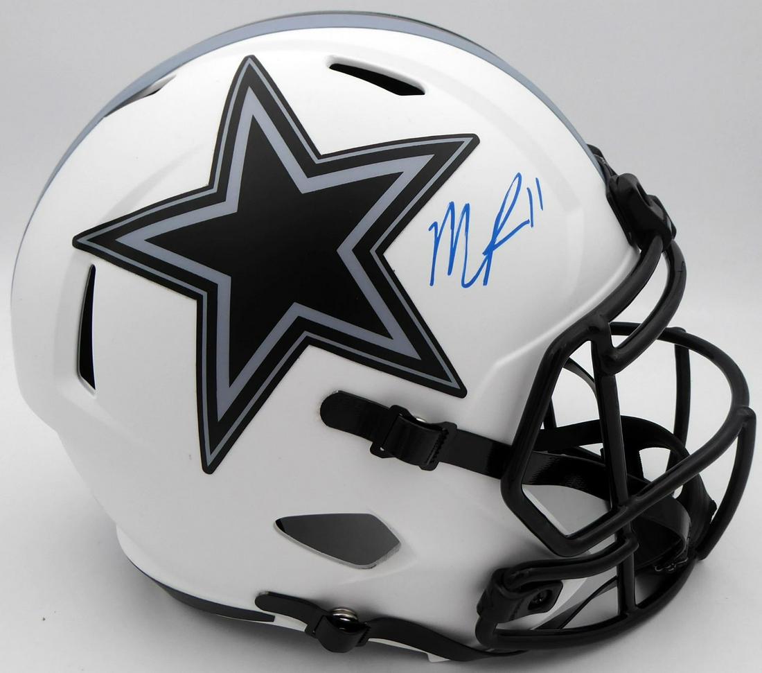 MICAH PARSONS SIGNED COWBOYS LUNAR ECLIPSE WHITE FULL-SIZE REPLICA SPEED HELMET (FANATICS HOLO) (1 of 3)