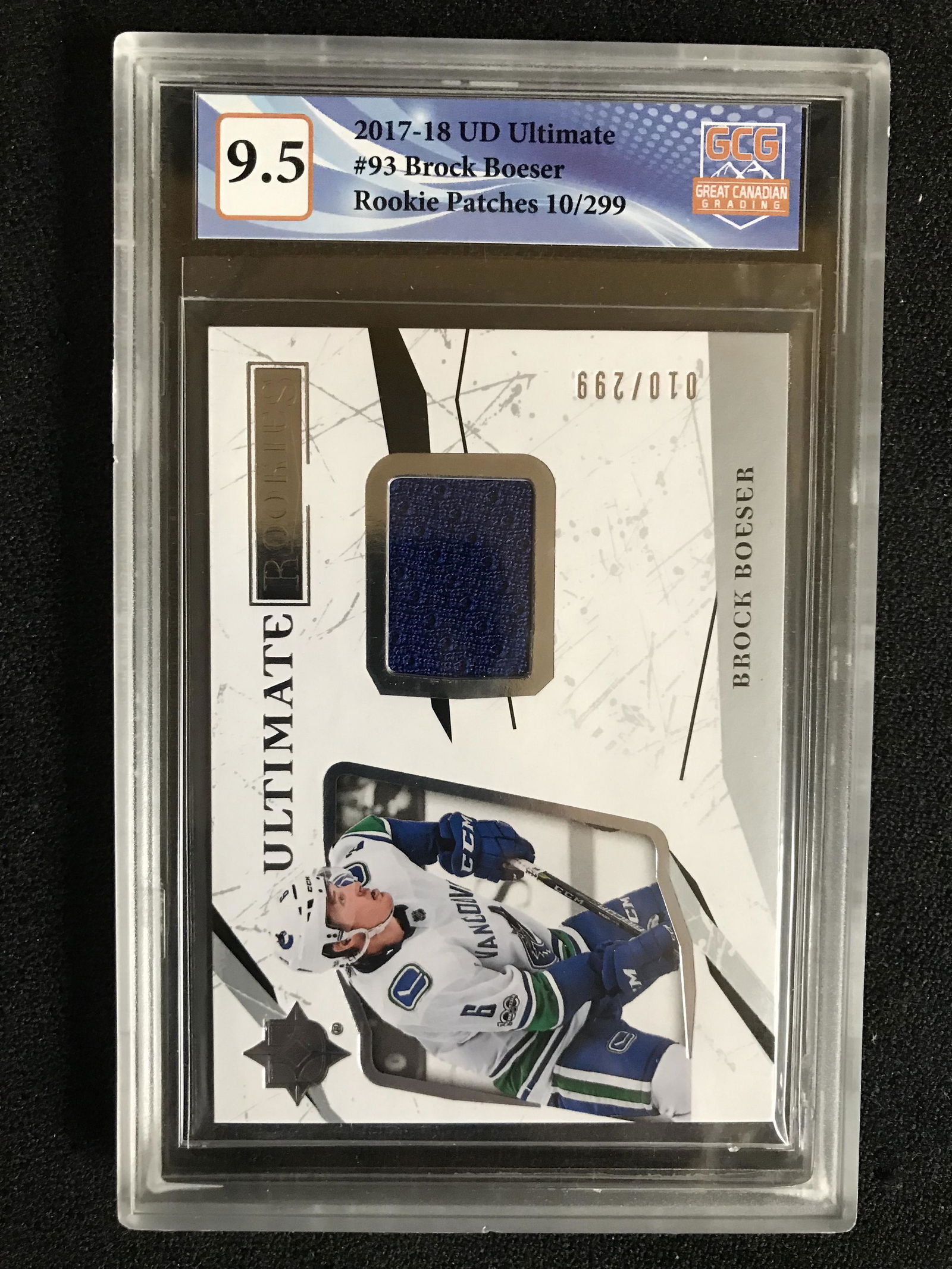 2017-18 UD ULTIMATE NO.93 BROCK BOESER ROOKIE PATCHES 10/299 (GCG 9.5) (1 of 1)