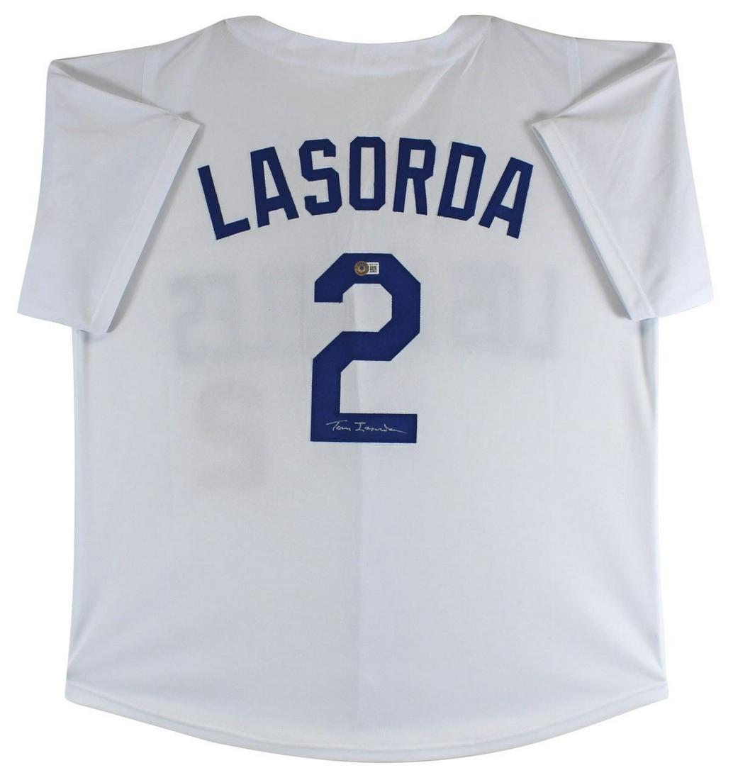 TOMMY LASORDA SIGNED WHITE PRO STYLE JERSEY (BAS) (1 of 3)