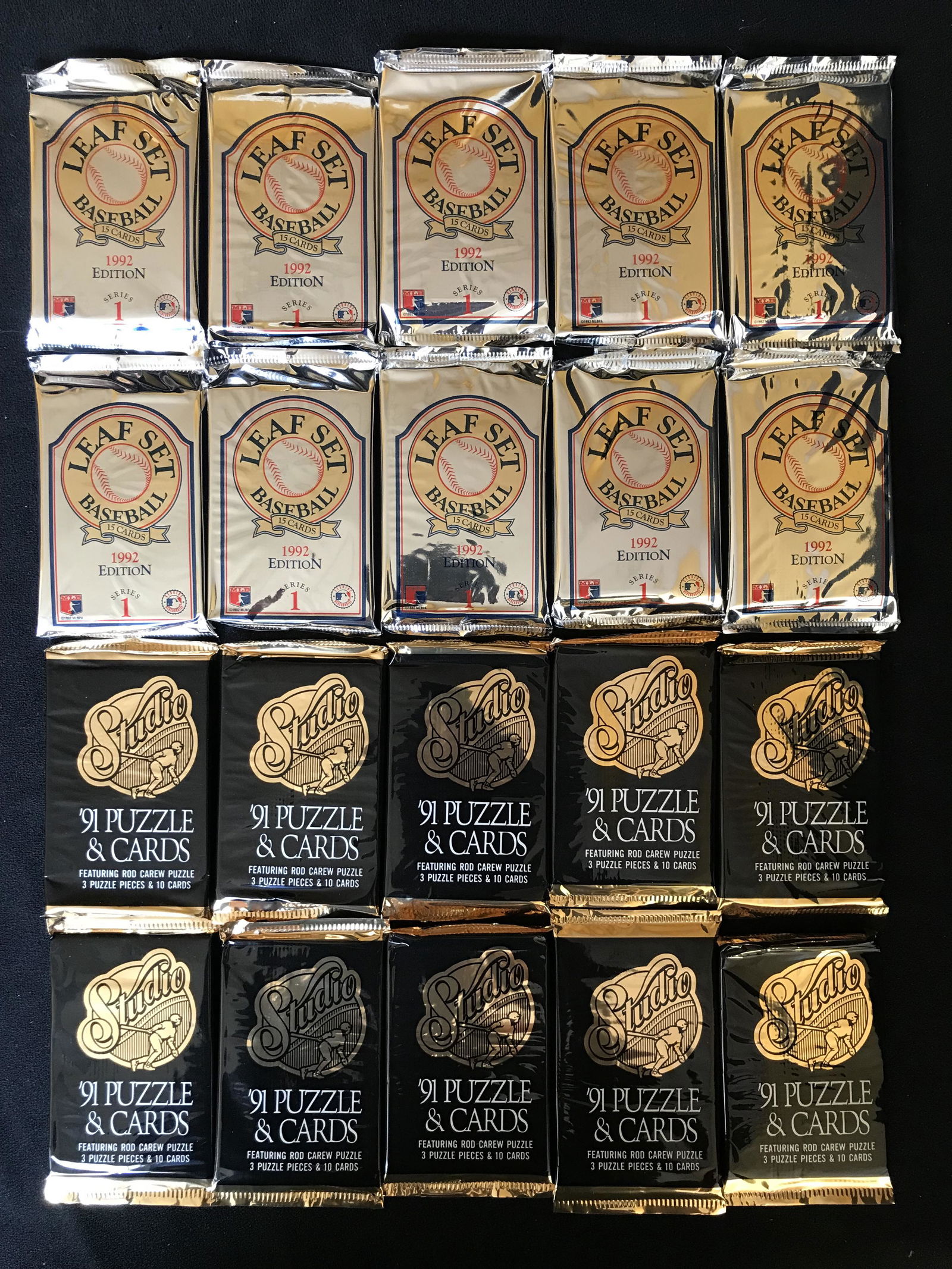 1991 STUDIO BASEBALL & 1992 LEAF SET BASEBALL CARD PACKS LOT (1 of 1)