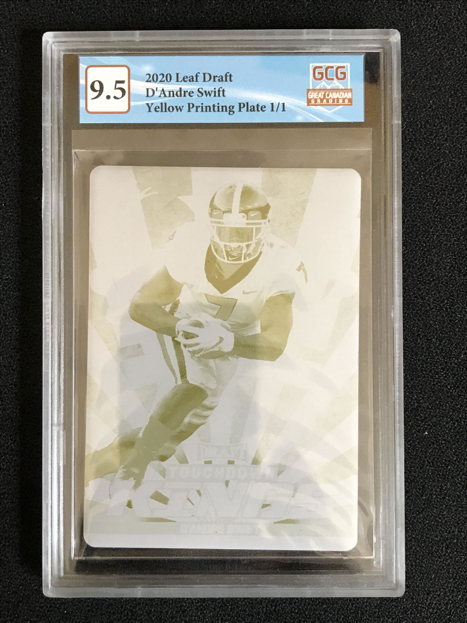 2020 LEAF DRAFT D'ANDRE SWIFT YELLOW PRINTING PLATE 1/1 (GCG 9.5) (1 of 2)