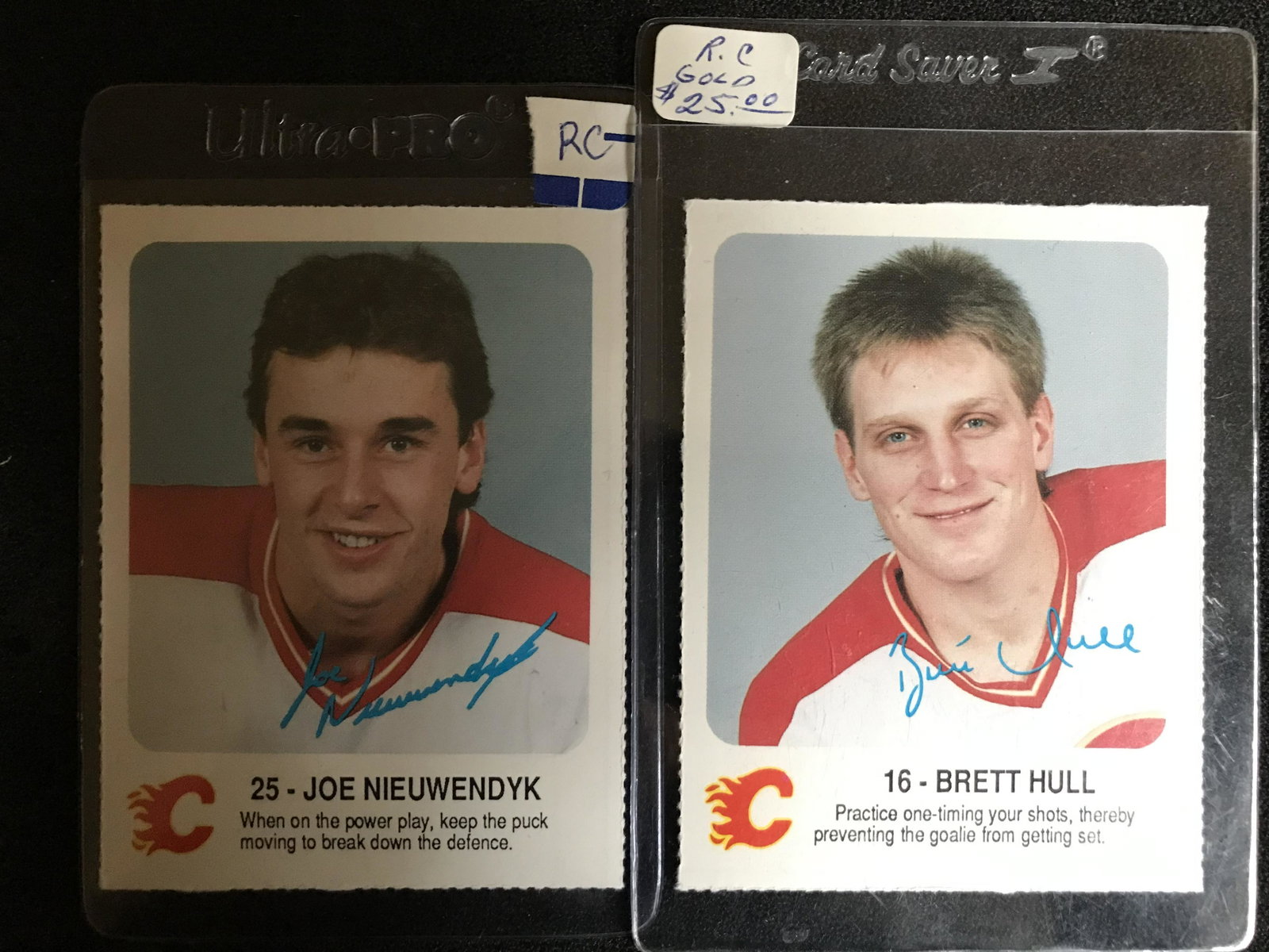 1987-88 Red Rooster Calgary Flames #25 JOE NIEUWENDYK/ #16 BRETT HULL: 1987-88 Red Rooster Calgary Flames #25 JOE NIEUWENDYK/ #16 BRETT HULL