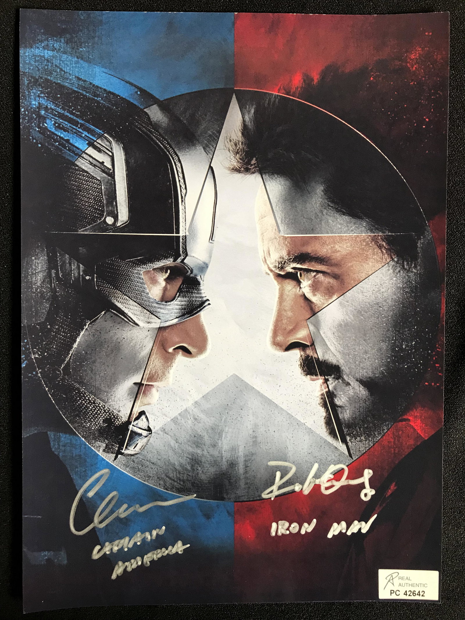 CHRIS EVANS AND ROBERT DOWNEY JR. DUAL-SIGNED 8X10 PHOTO (RA COA): CHRIS EVANS AND ROBERT DOWNEY JR. DUAL-SIGNED 8X10 PHOTO (RA COA)