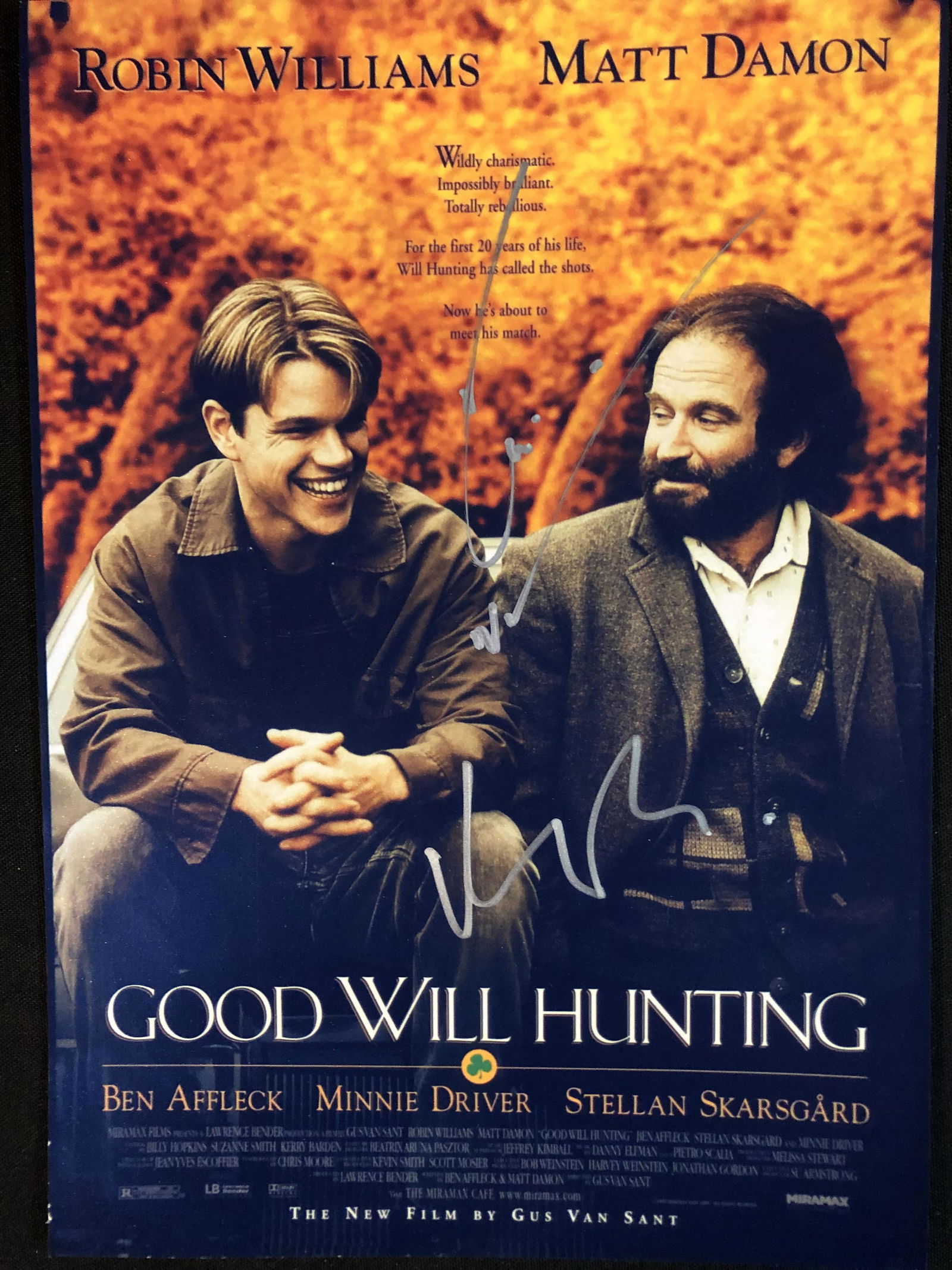 MATT DAMON AND ROBIN WILLIAMS SIGNED 8X10 GOOD WILL HUNTING POSTER (RA COA) (1 of 2)