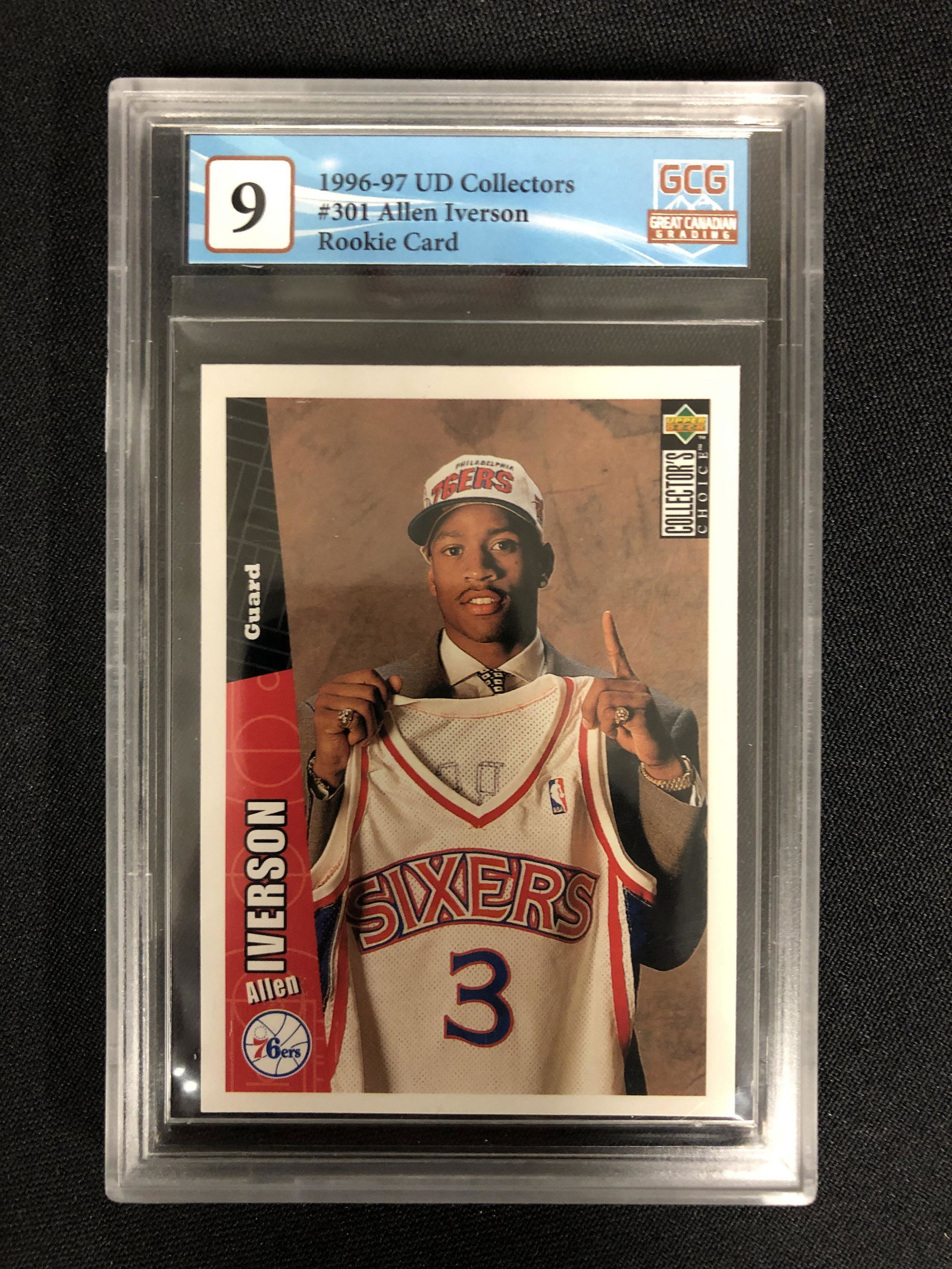 1996-97 UPPER DECK PROSPECTS ALLEN IVERSON ROOKIE CARD (GCG 9) (1 of 2)
