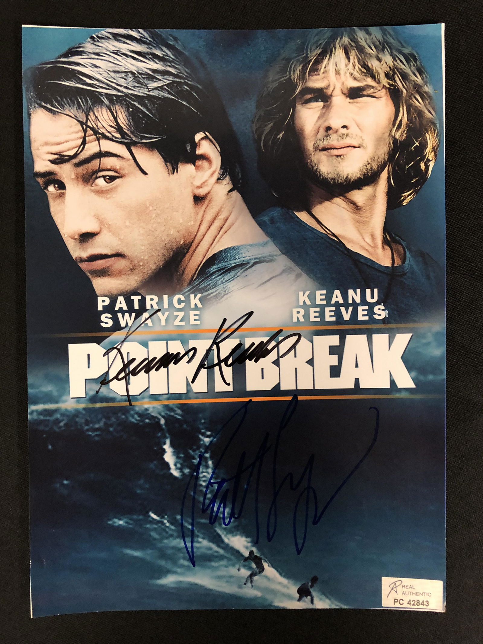 PATRICK SWAYZE AND KEANU REEVES SIGNED POINT BREAK 8 X 10 (RA COA) (1 of 2)