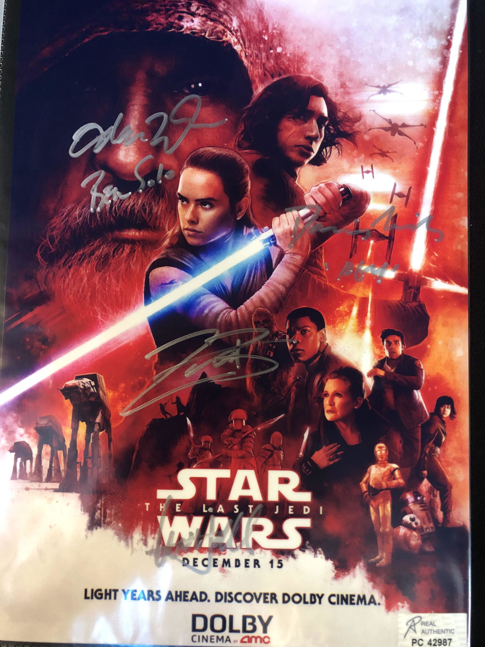 STAR WARS The Last Jedi MULTI SIGNED 8X10 MOVIE POSTER (RA COA) (1 of 2)
