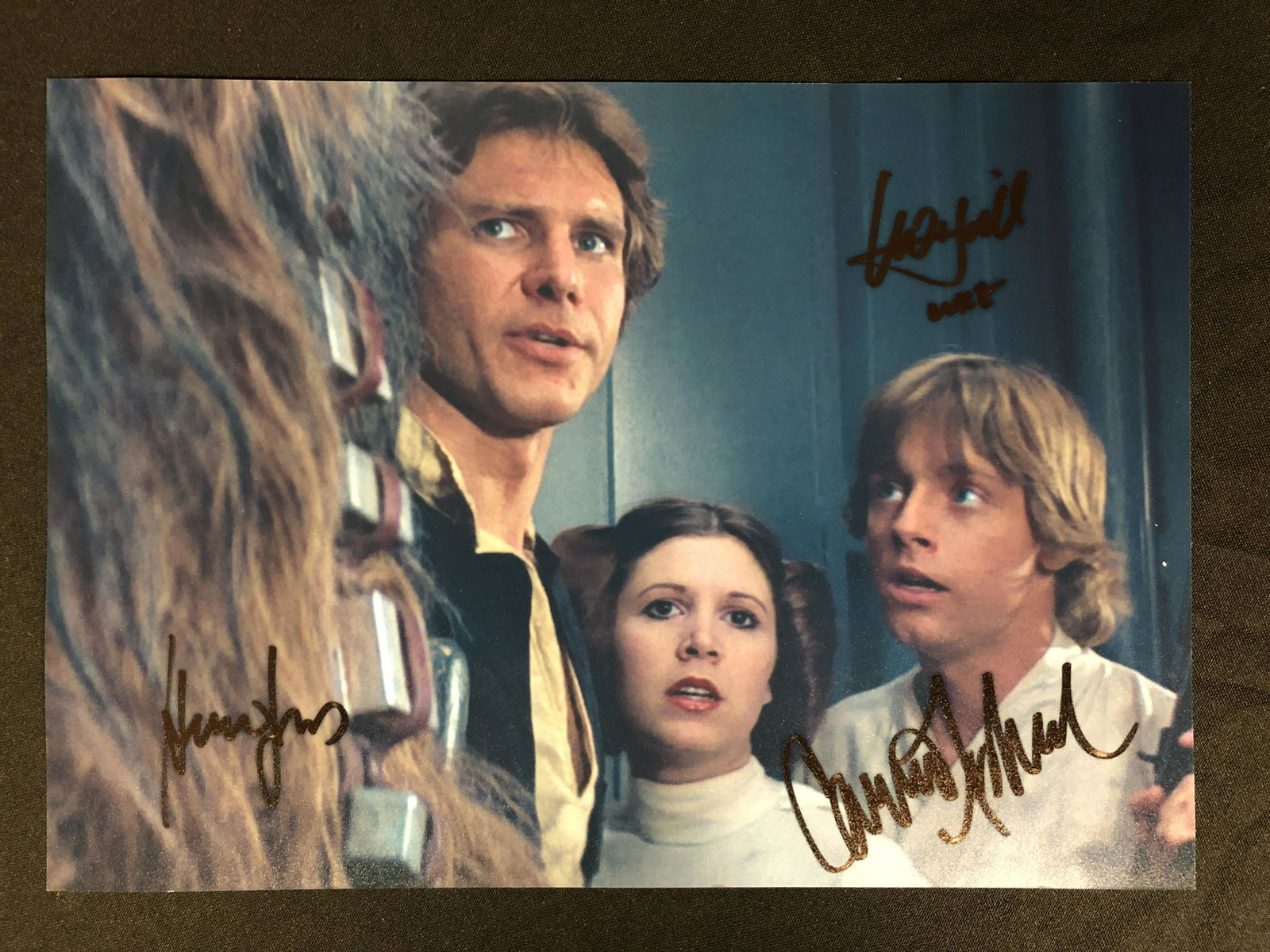 HARRISON FORD, MARK HAMILL CARRIE FISHER SIGND STAR WARS 8 X 10 (RA COA) (1 of 2)