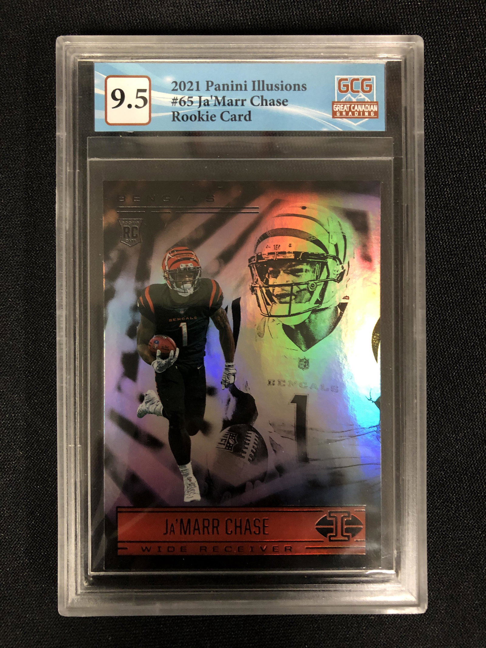 2021 PANINI ILLUSIONS NO.65 JA'MAAR CHASE RC (GCG 9.5): 2021 PANINI ILLUSIONS NO.65 JA'MAAR CHASE RC (GCG 9.5)