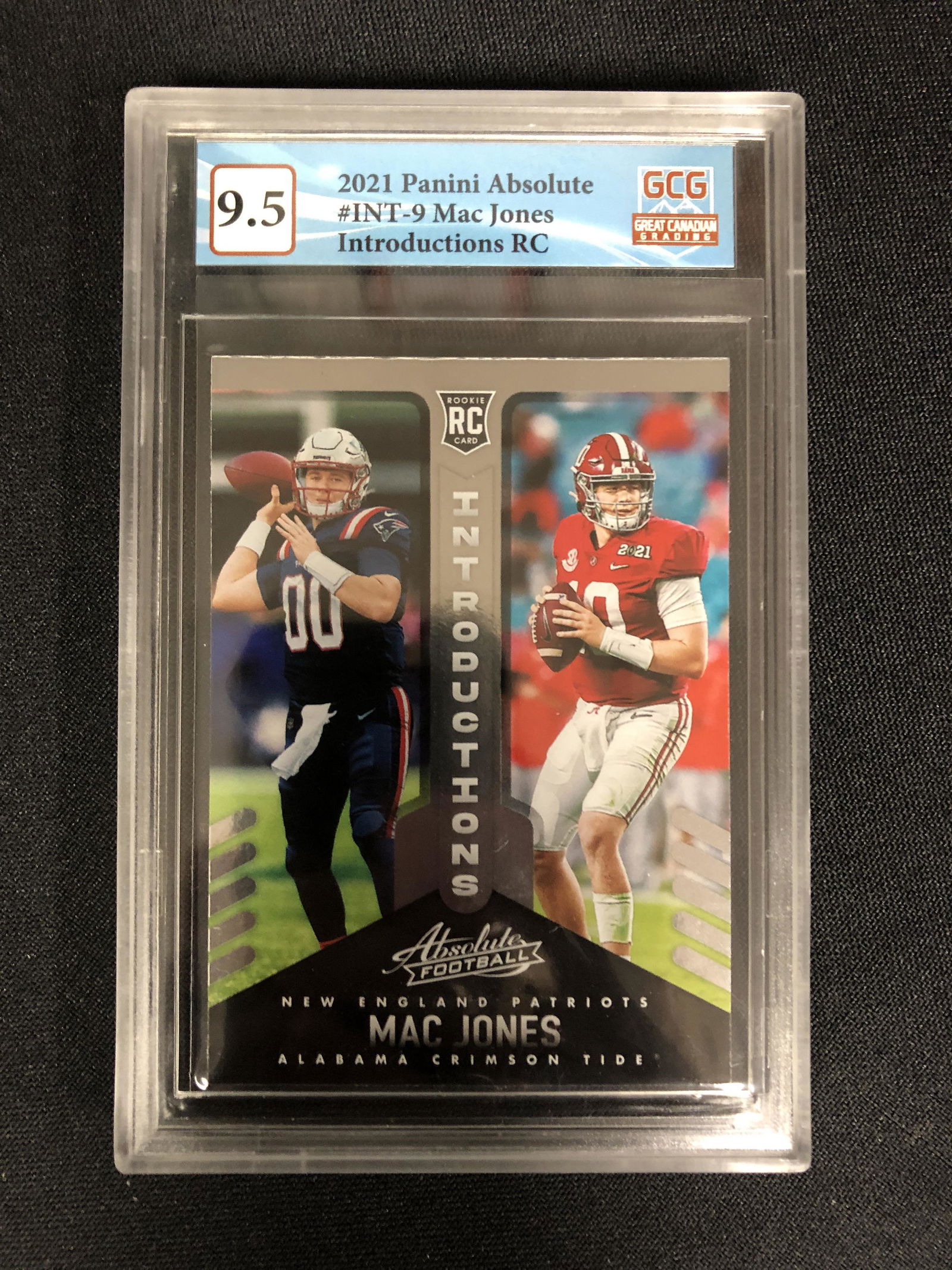 2021 PANINI ABSOLUTE NO.INT-9 MAC JONES INTRODUCTIONS (GCG 9.5) (1 of 2)