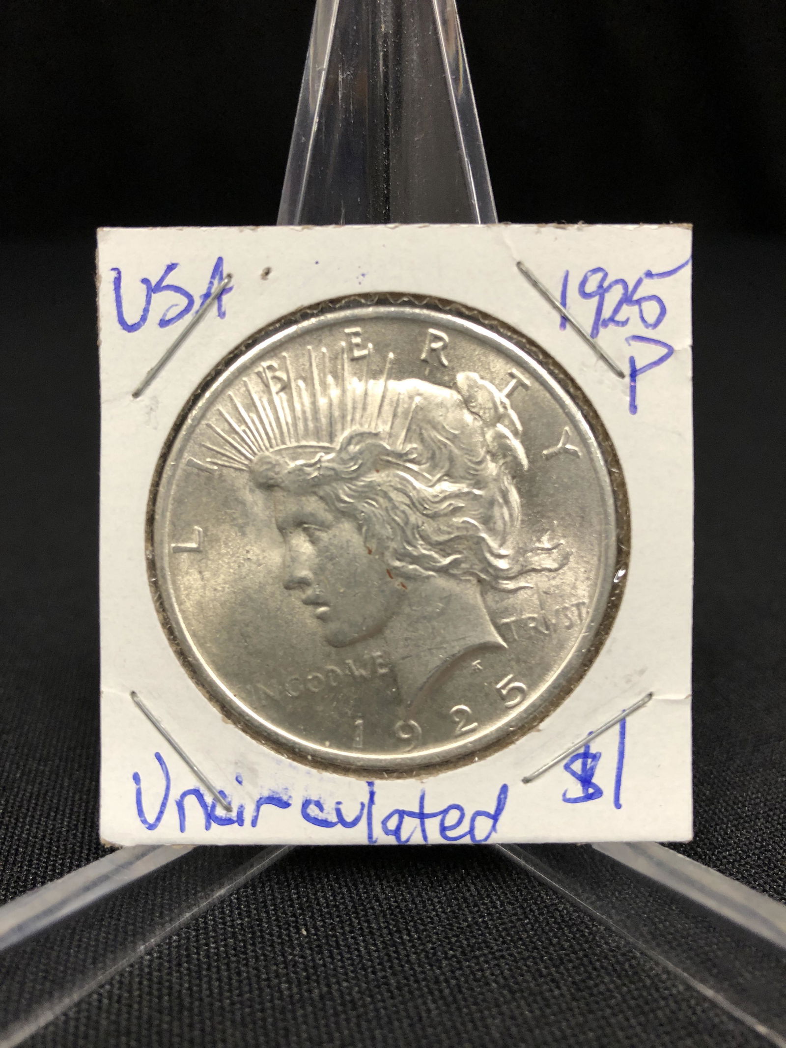 1925 USA SILVER PEACE DOLLAR (PHILADELPHIA MINTED) Uncirculated (1 of 1)
