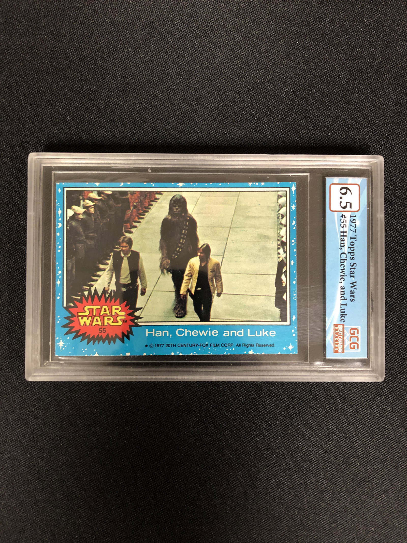 1977 TOPPS STAR WARS NO.55 HAN, CHEWIE AND LUKE (GCG 6.5): 1977 TOPPS STAR WARS NO.55 HAN, CHEWIE AND LUKE (GCG 6.5)