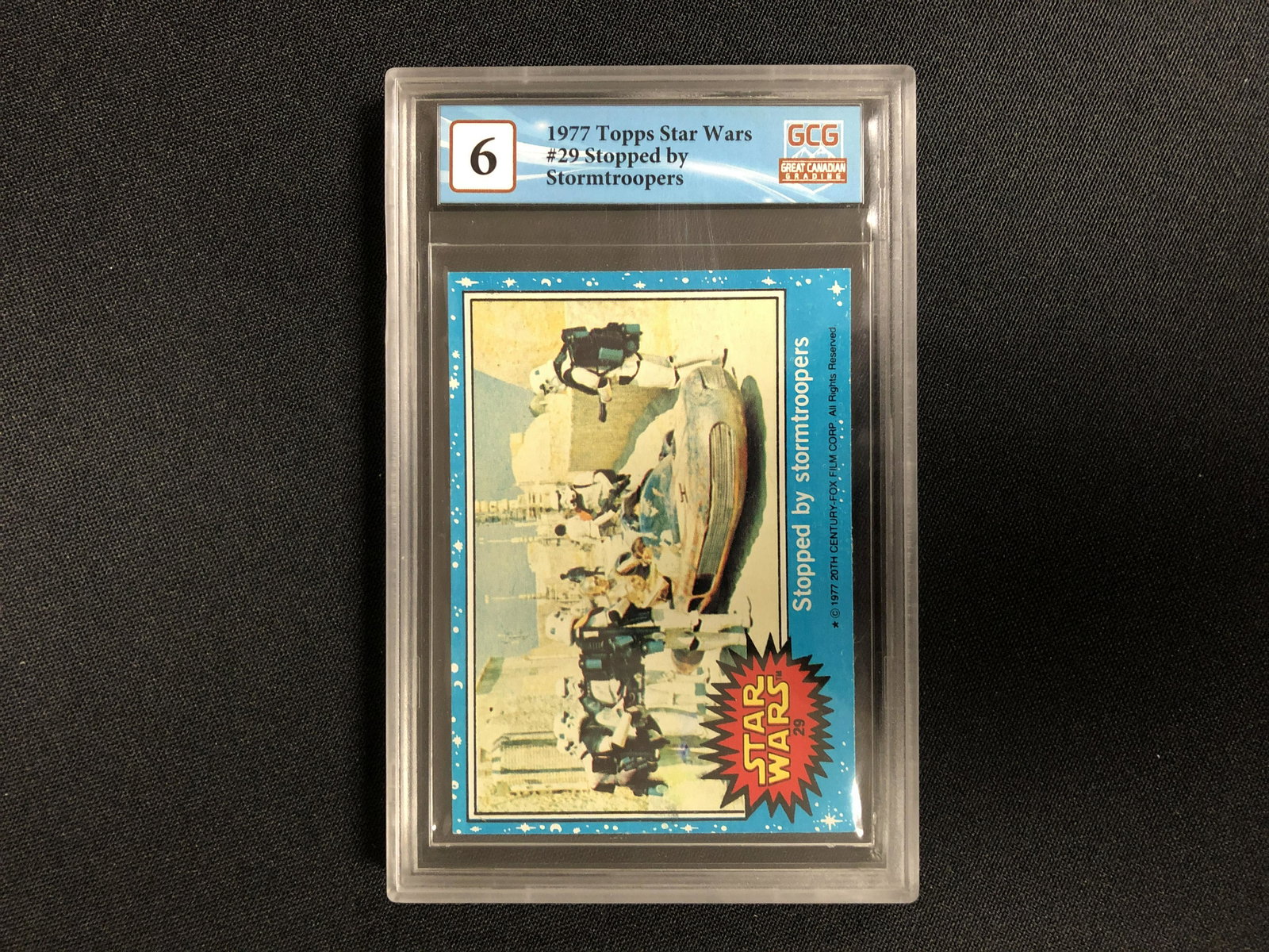 1977 TOPPS STAR WARS NO.29 STOPPED BY STORM TROOPERS (GCG 6): 1977 TOPPS STAR WARS NO.29 STOPPED BY STORM TROOPERS (GCG 6)
