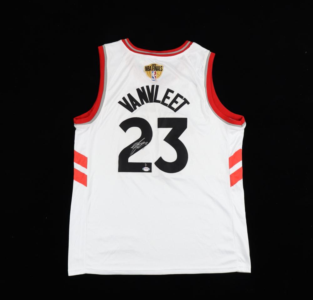 FRED VAN VLEET SIGNED TORONTO RAPTORS NBA CHAMPS BASKETBALL JERSEY (PSA COA) (1 of 3)