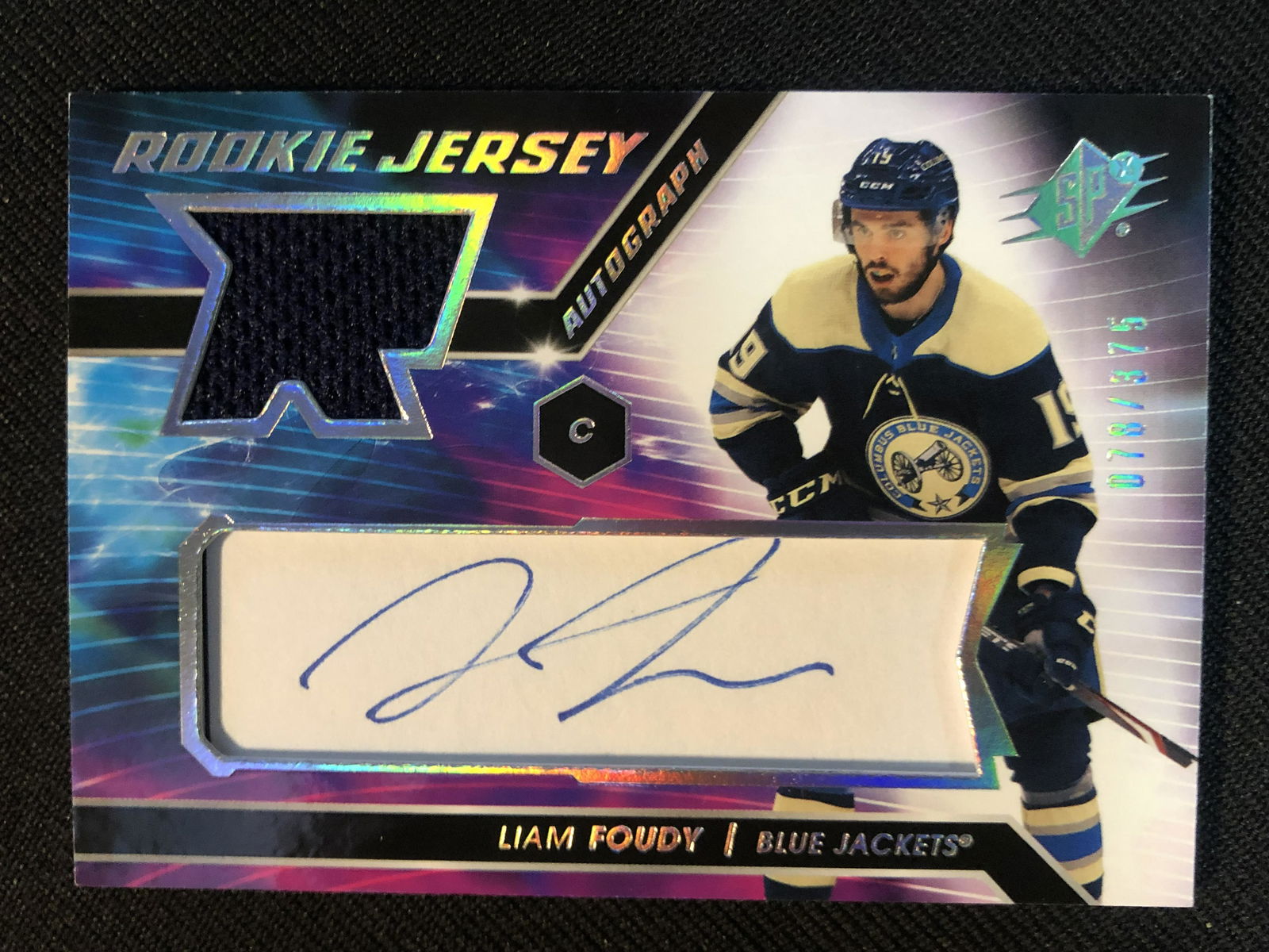 2020-21 UPPER DECK SPx LIAM FOUDY ROOKIE JERSEY AUTO 78/375 (1 of 2)