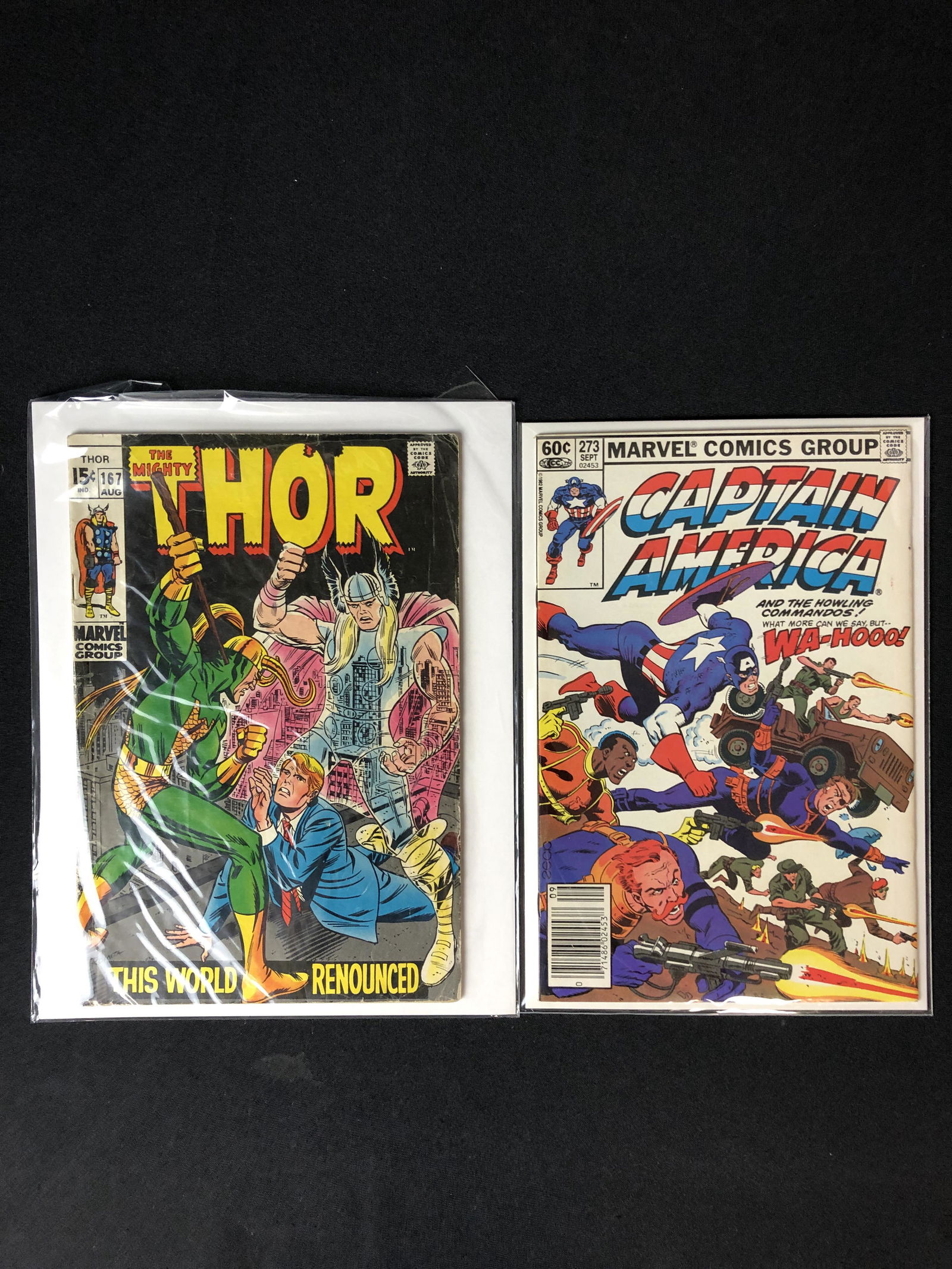 THOR #167 AND CAPTIAN AMERICA #273 MARVEL COMICS (1 of 1)