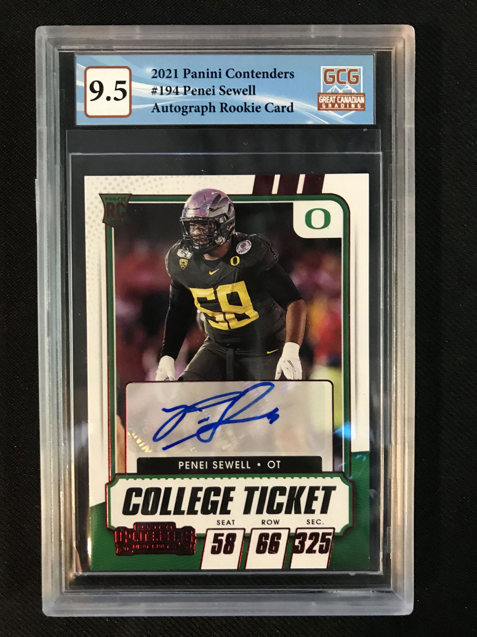 2021 PANINI CONTENDERS NO.194 PENEI SEWELL AUTOGRAPH ROOKIE CARD (GCG 9.5) (1 of 1)