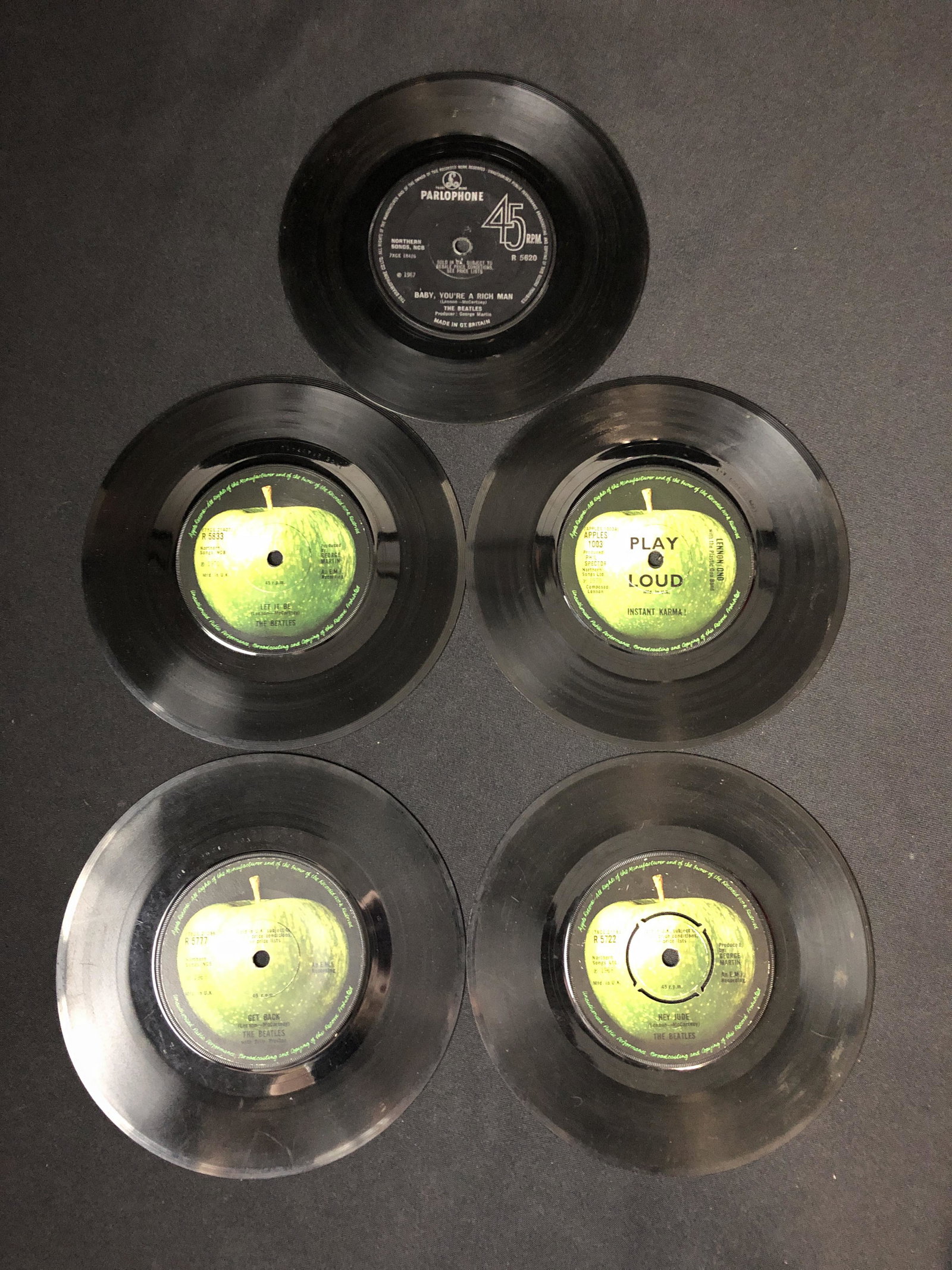 LOT OF 5 BEATLES 45 RPM RECORDS: LOT OF 5 BEATLES 45 RPM RECORDS