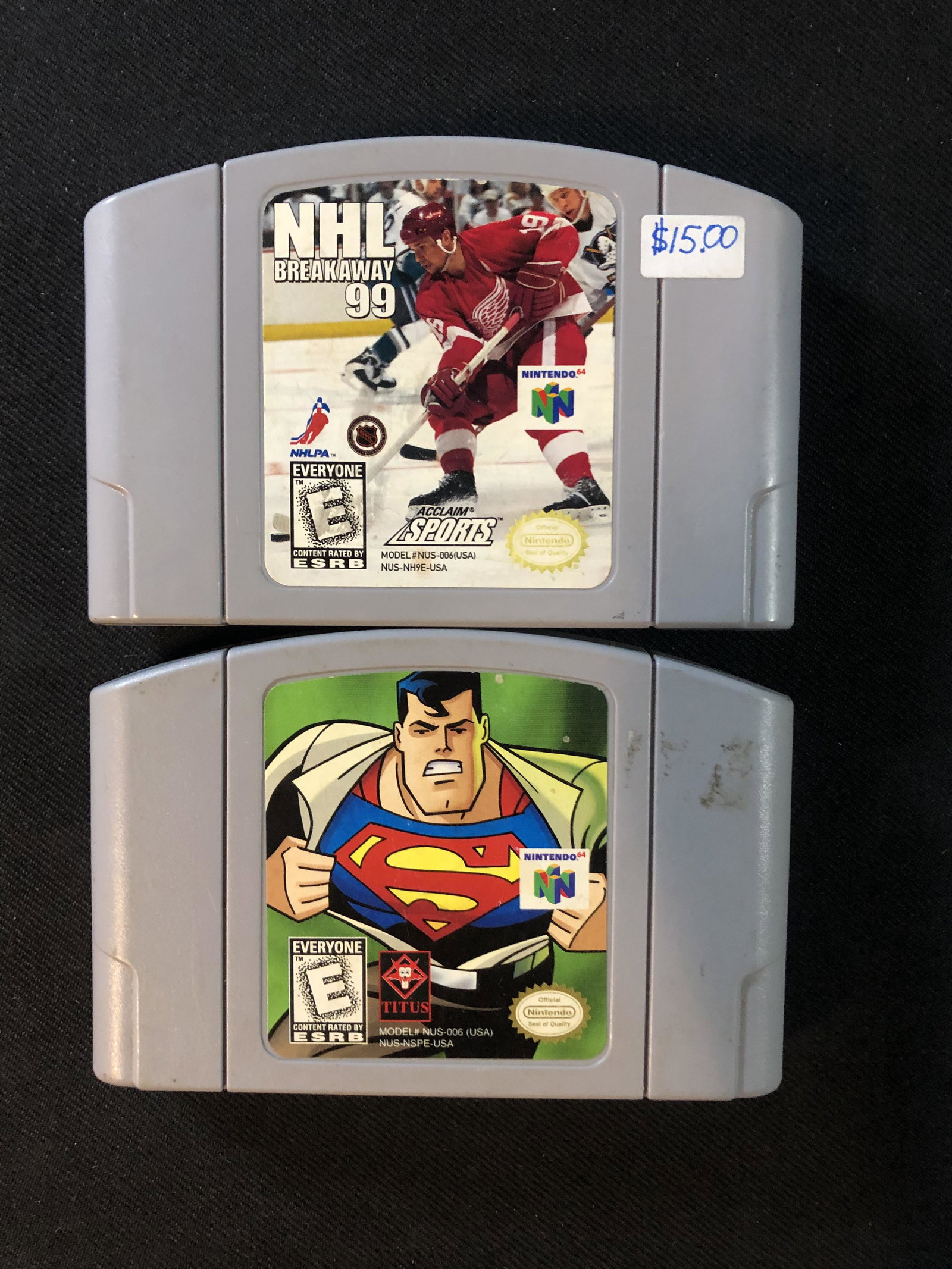 NINTENDO 64 'NHL BREAKAWAY 99 AND SUPERMAN' VIDEO GAME: NINTENDO 64 'NHL BREAKAWAY 99 AND SUPERMAN' VIDEO GAME