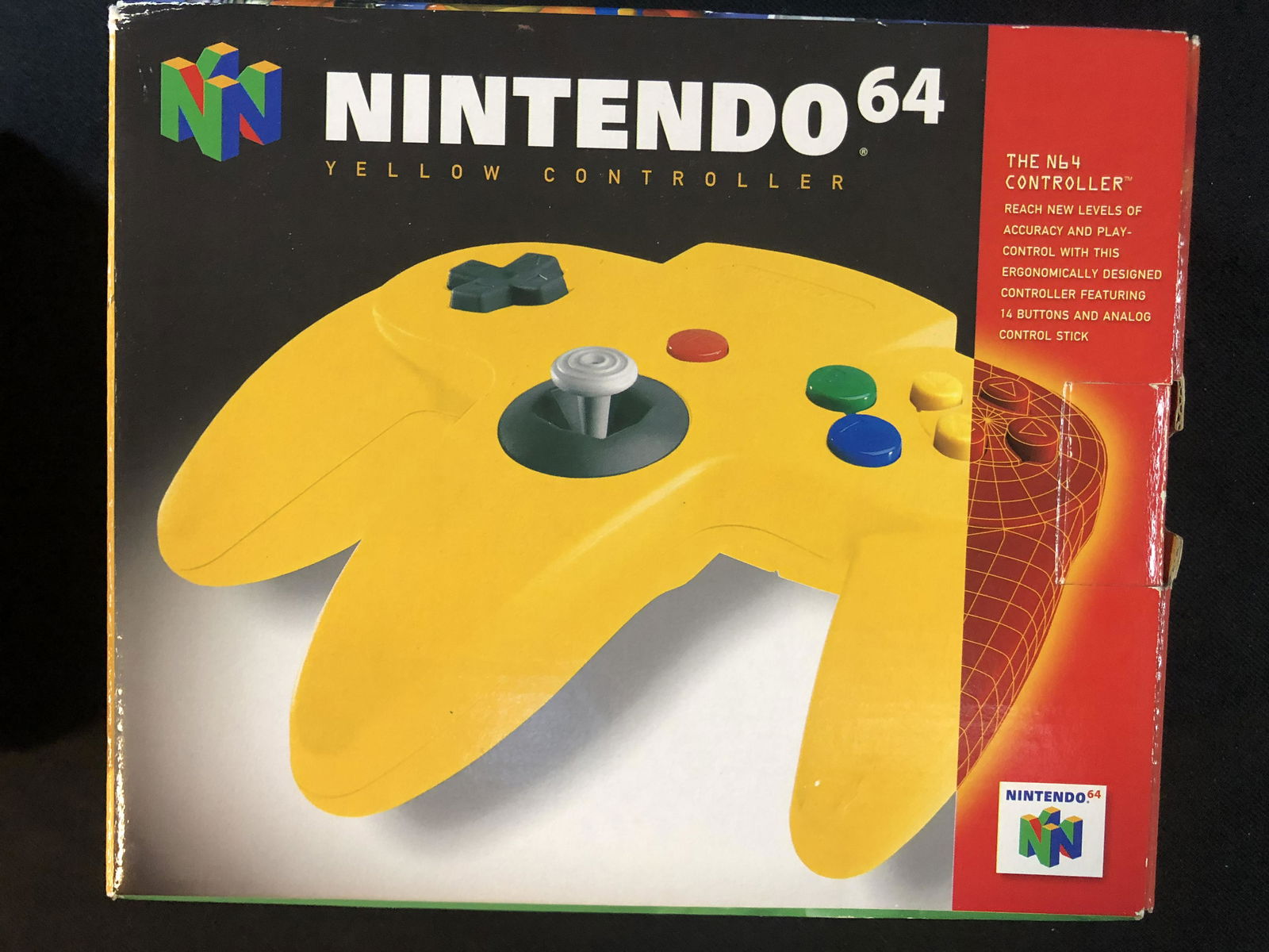 NINTENDO 64 YELLOW CONTROLLER W/BOX (1 of 1)
