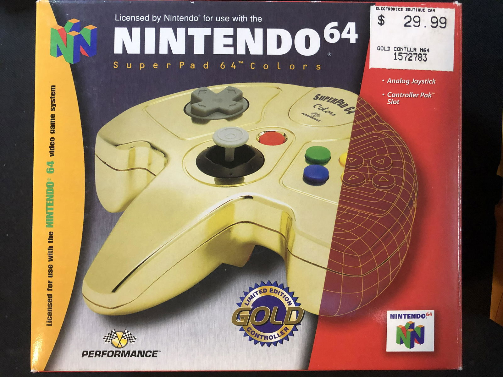 NINTENDO 64 SUPERPAD 64 COLORS LIMITED EDITION GOLD CONTROLLER (1 of 1)