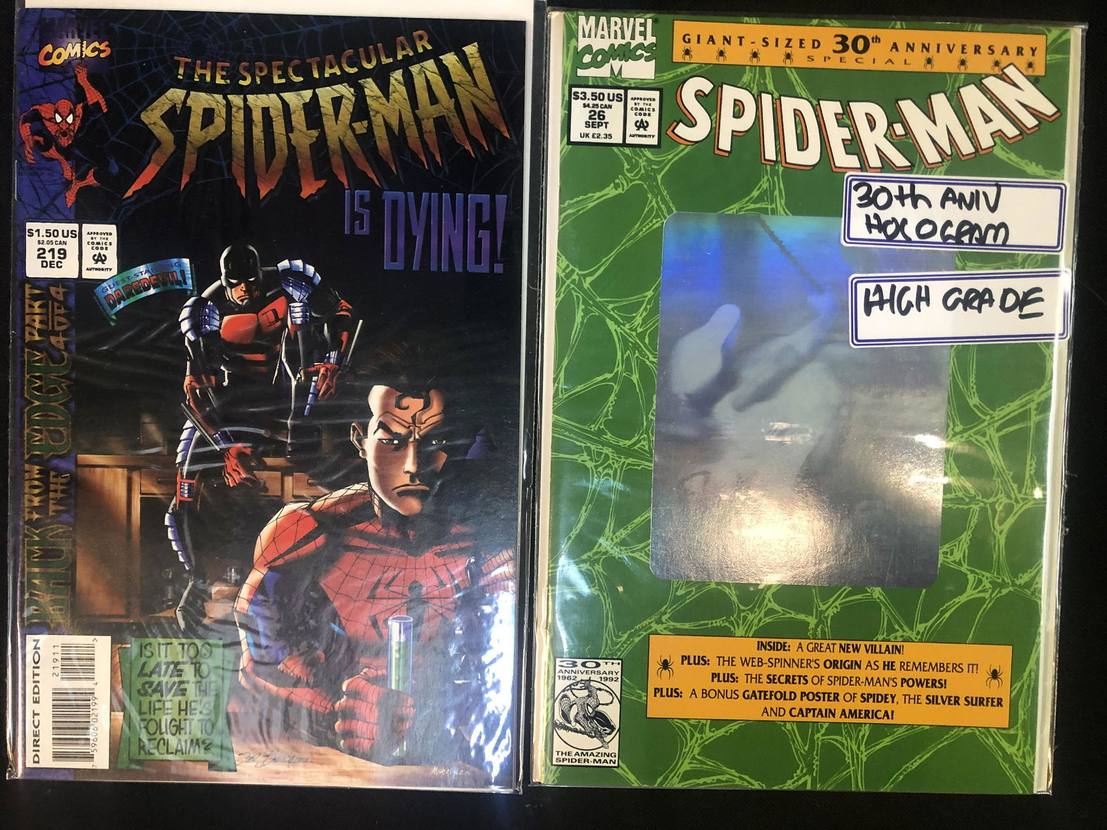 THE SPECTACULAR SPIDER-MAN NO.219/SPIDER-MAN NO.26 GREEN FOIL COVER (MARVEL COMICS) (1 of 1)