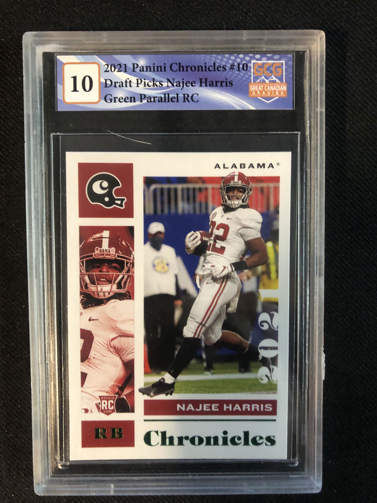 2021 PANINI CHRONICLES NO. 10 DRAFT PICKS NAJEE HARRIS GREEN PARALLEL RC (GCG 10) (1 of 1)