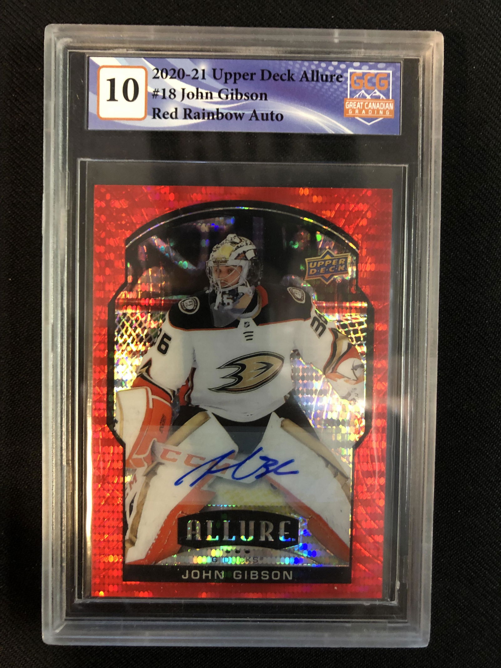 2020-21 UD ALLURE NO.18 JOHN GIBSON RED RAINBOW AUTO (GCG 10) (1 of 1)