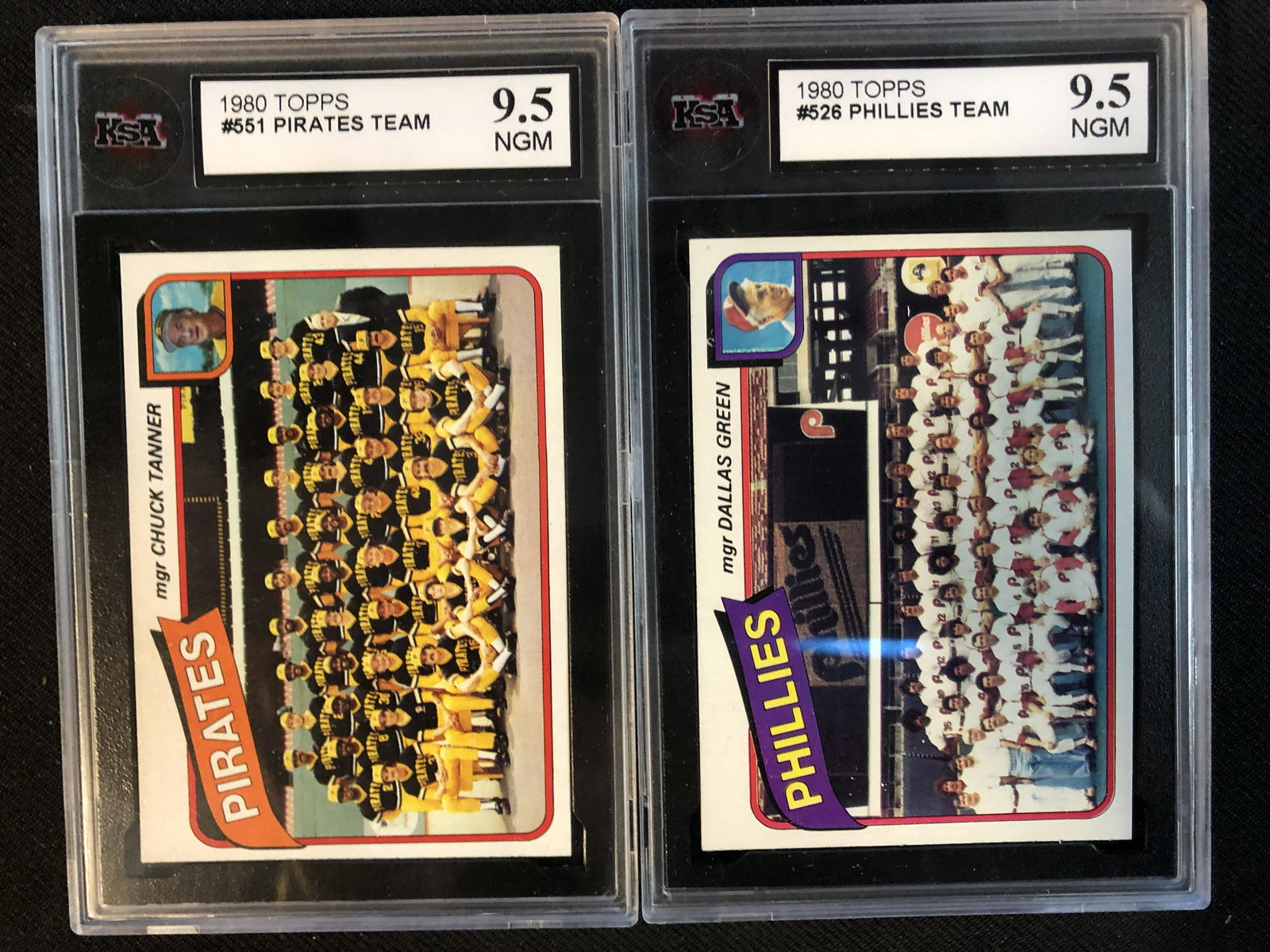 1980 TOPPS KSA GRADED 9.5 BASEBALL CARD LOT (PIRATES TEAM/ PHILLIES TEAM) (1 of 1)