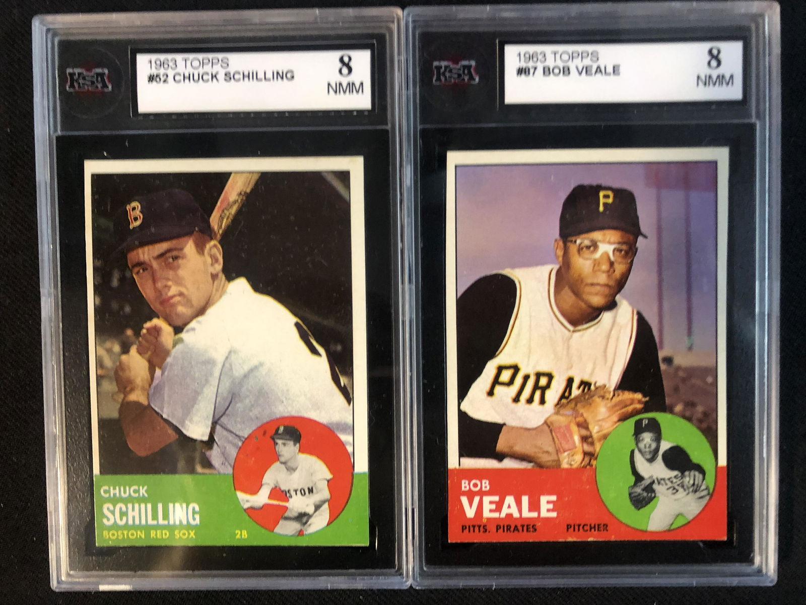 1963 TOPPS KSA GRADED 8 BASEBALL CARD LOT (CHUCK SCHILLING/ BOB VEALE) (1 of 1)