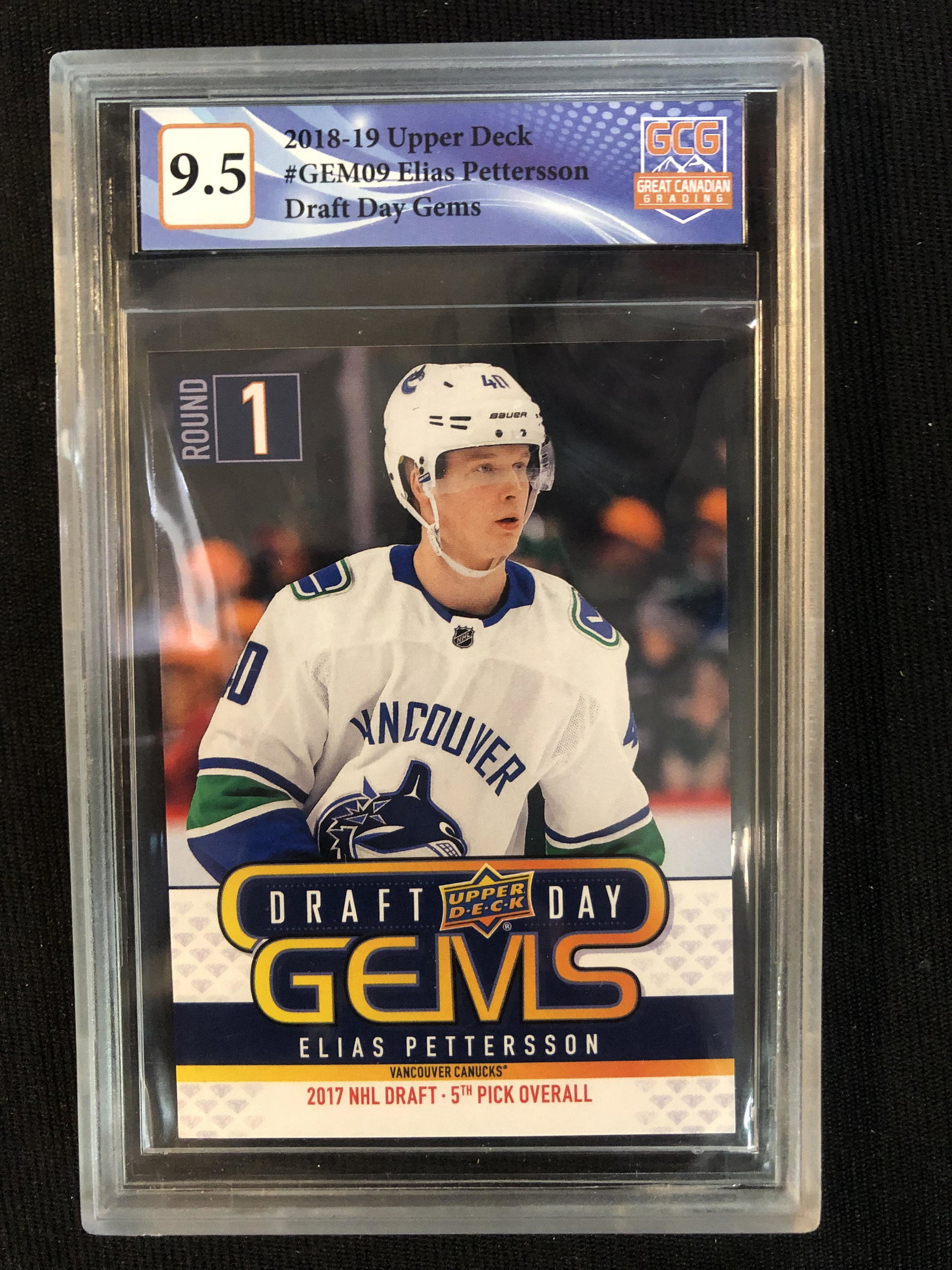 2018-19 UPPER DECK NO.GEM09 ELIAS PETTERSSON DRAFT DAY GEMS (GCG 9.5) (1 of 1)