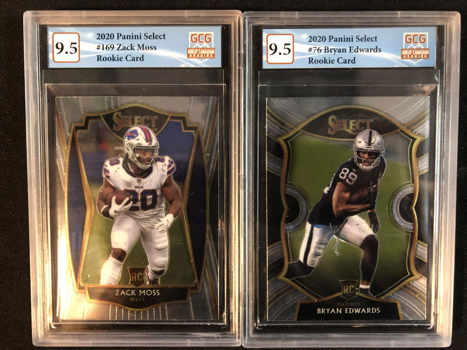 2020 PANINI SELECT GCG GRADED 9.5 FOOTBALL ROOKIE CARD LOT (ZACK MOSS/ BRYAN EDWARDS) (1 of 1)