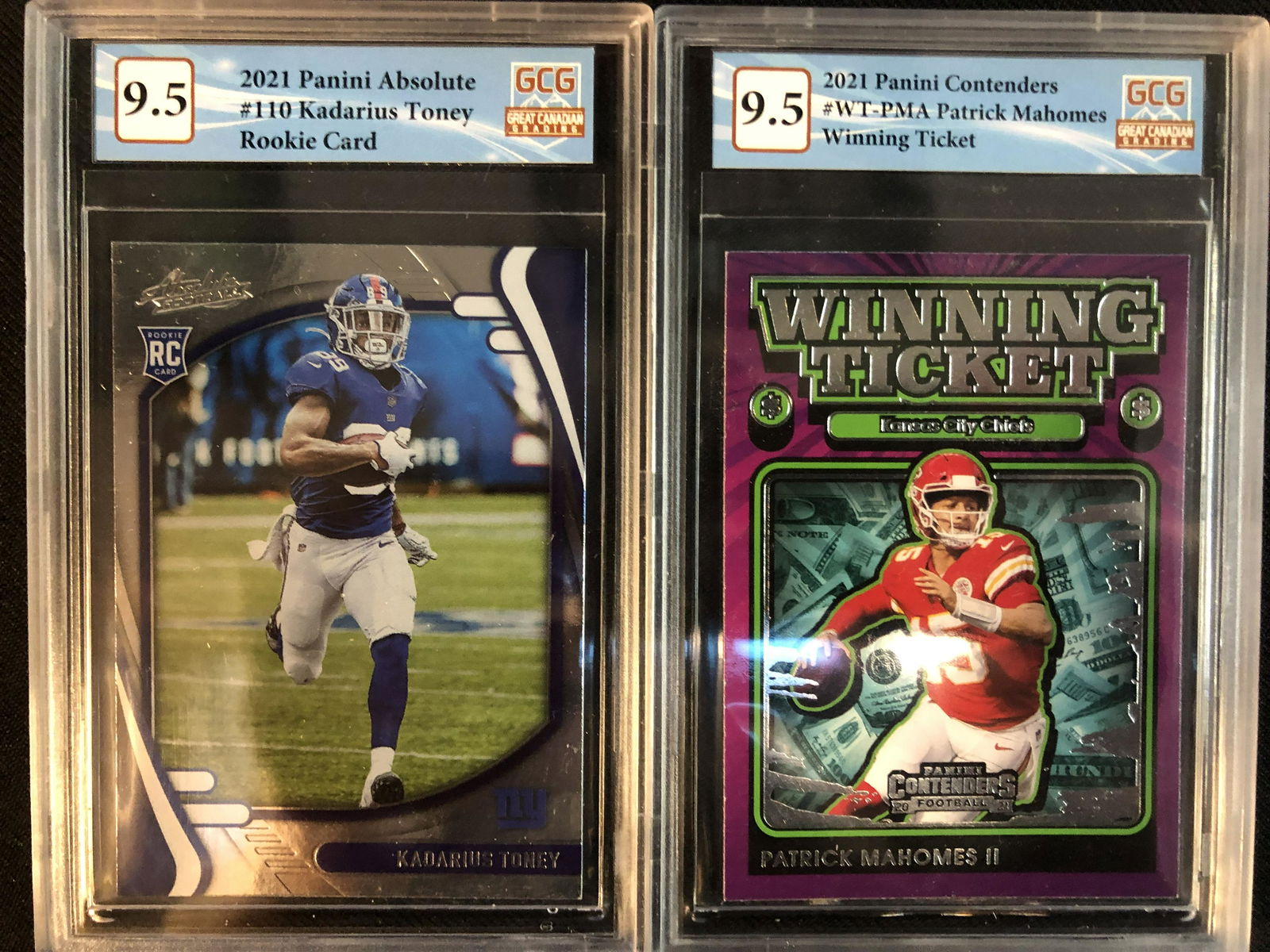 2021 PANINI GCG GRADED 9.5 FOOTBALL CARD LOT (KADARIUS TONEY RC/ PATRICK MAHOMES) (1 of 1)