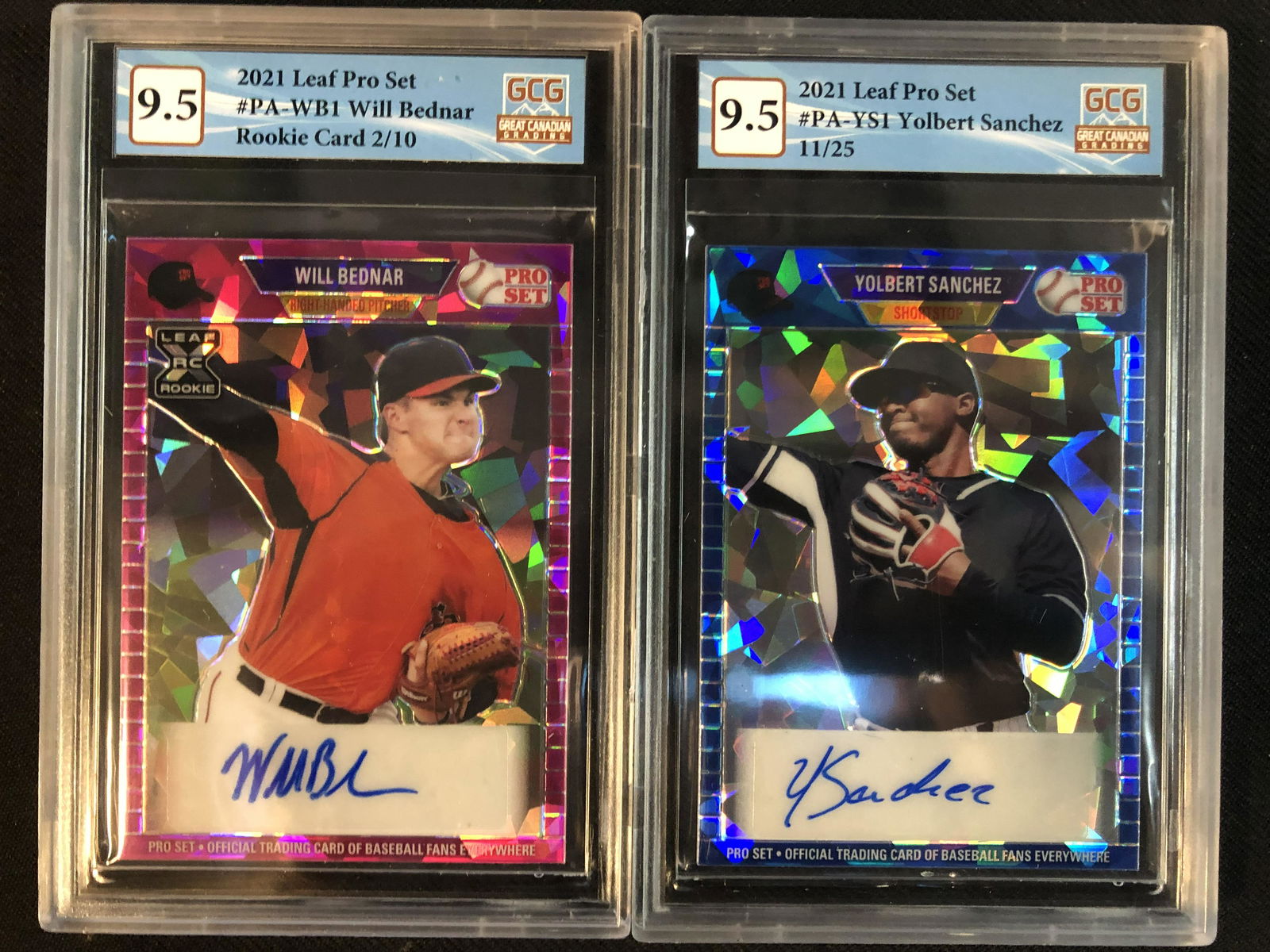 2021 LEAF PRO SET GCG GRADED 9.5 BASEBALL CARD LOT (WILL BEDNAR/ YOLBERT SANCHEZ) (1 of 1)