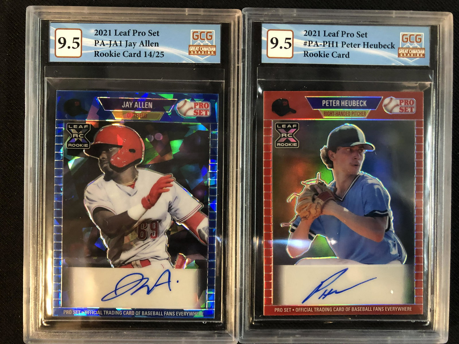 2021 LEAF PRO SET GCG GRADED 9.5 BASEBALL ROOKIE CARD LOT (JAY ALLEN/ PETER HEUBECK) (1 of 1)