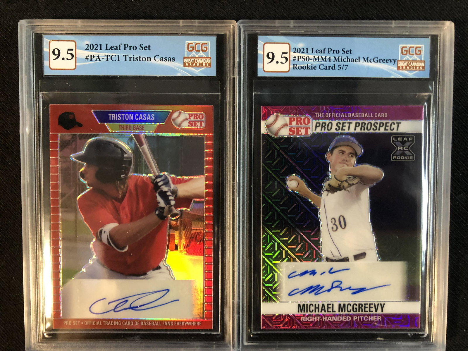 2021 LEAF PRO SET GCG GRADED 9.5 BASEBALL CARD LOT (TRISTON CASAS/ MICHAEL MCGREEVY RC) (1 of 1)