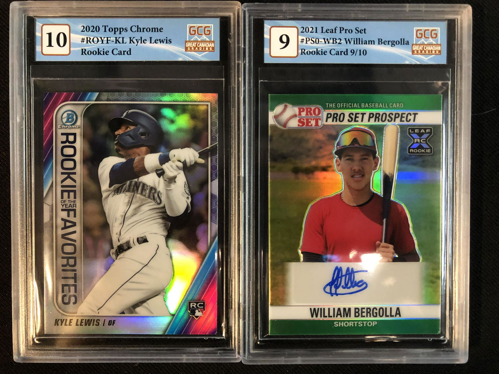 GCG HIGH GRADE BASEBALL ROOKIE CARD LOT (KYLE LEWIS/ WILLIAM BERGOLLA) (1 of 1)