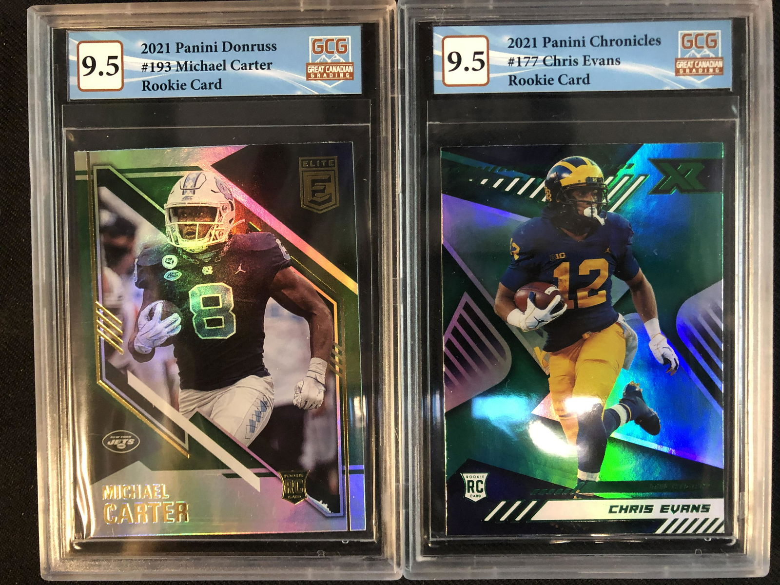 2021 PANINI GCG GRADED 9.5 FOOTBALL CARD LOT (MICHAEL CARTER RC/ CHRIS EVANS RC) (1 of 1)