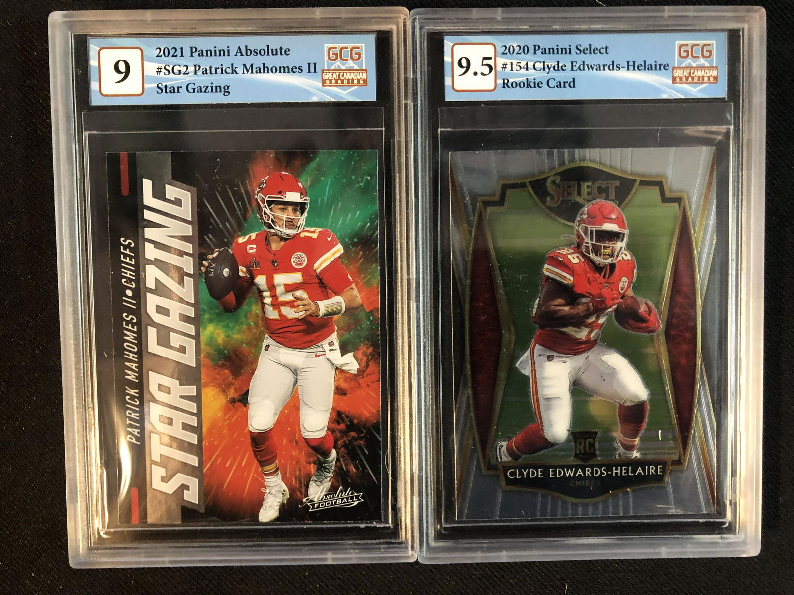 GCG HIGH GRADE PANINI FOOTBALL CARD LOT (PATRICK MAHOMES/ CLYDE EDWARDS-HELAIRE RC) (1 of 1)