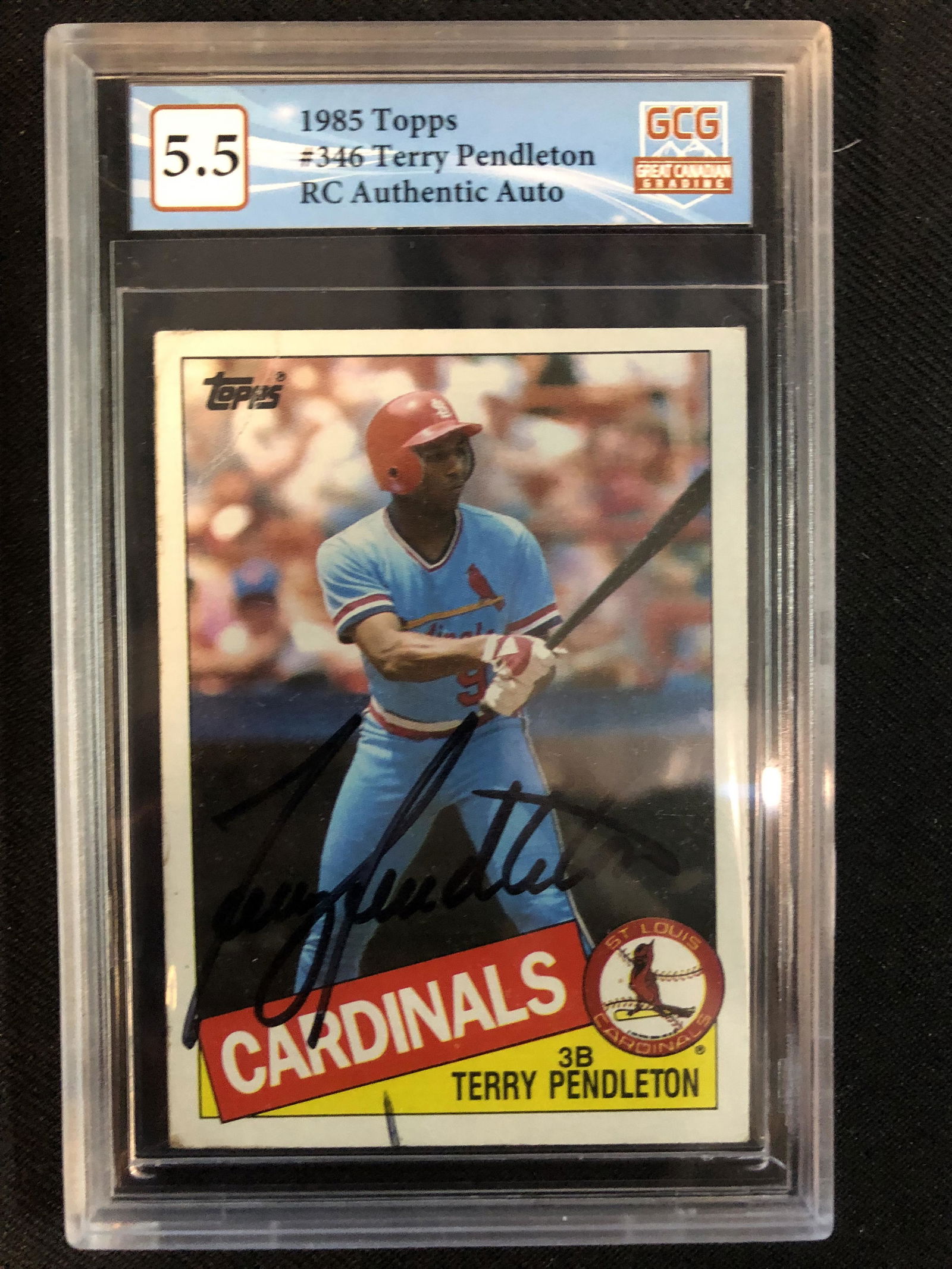 1985 TOPPS NO.346 TERRY PENDLETON RC AUTHENTIC AUTO (GCG 5.5) (1 of 1)