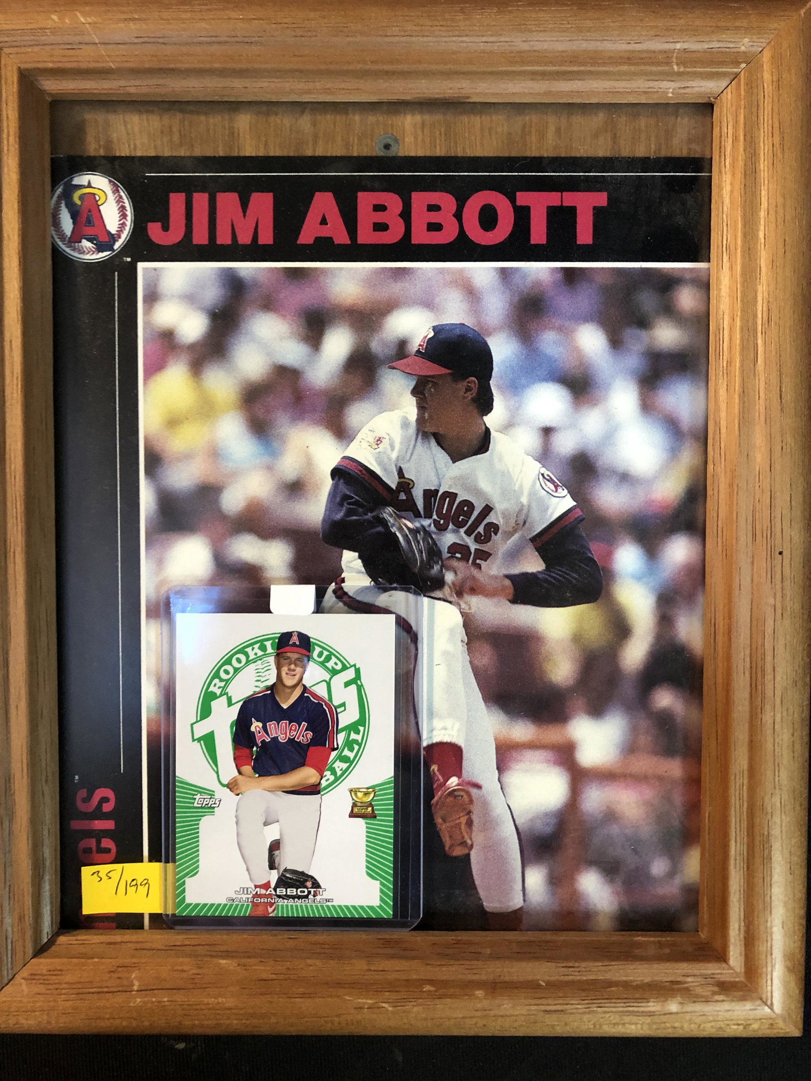 2005 Topps Rookie Cup Baseball Card #72 Jim Abbott 035/199 Framed Display (1 of 2)