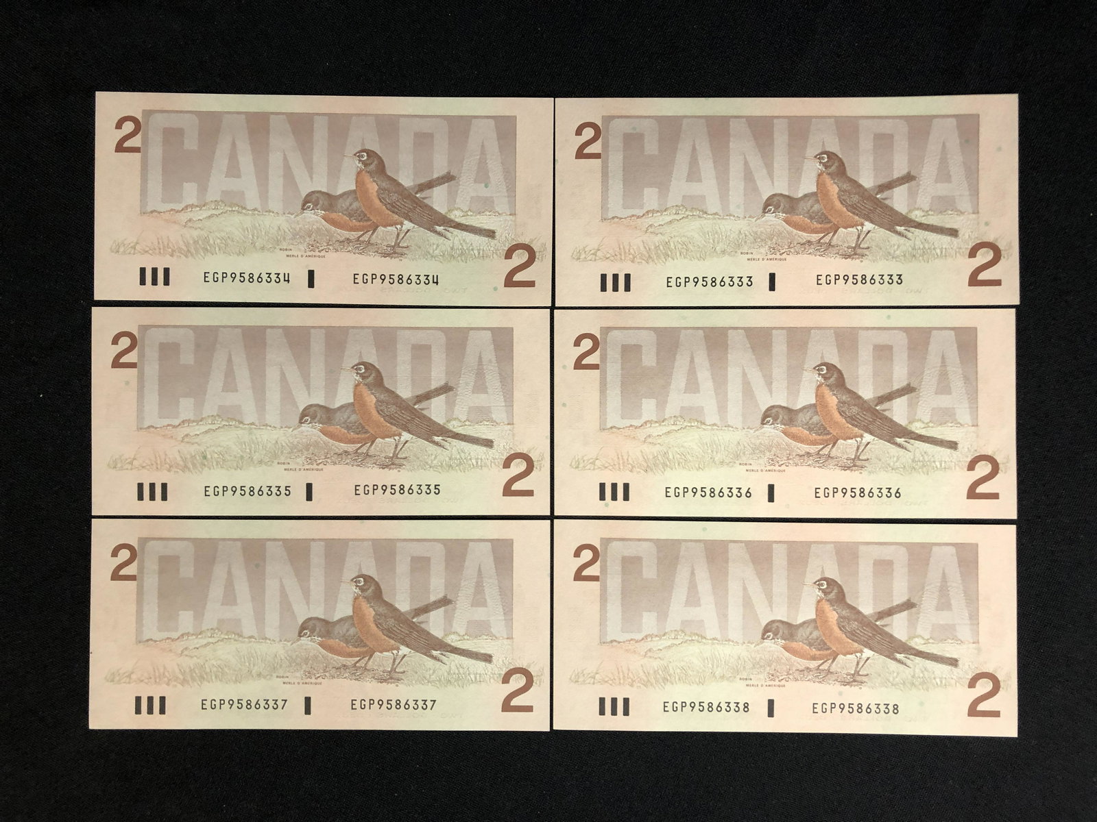 SEQUENTIAL CANADIAN 2 DOLLAR BANKNOTES (1 of 1)