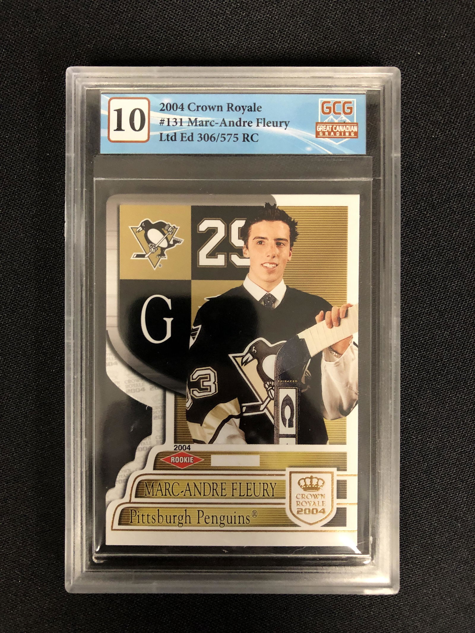 2004-05 PANINI CROWN ROYALE NO.131 MARC-ANDRE FLEURY RC 306/575 (GCG 10) (1 of 2)